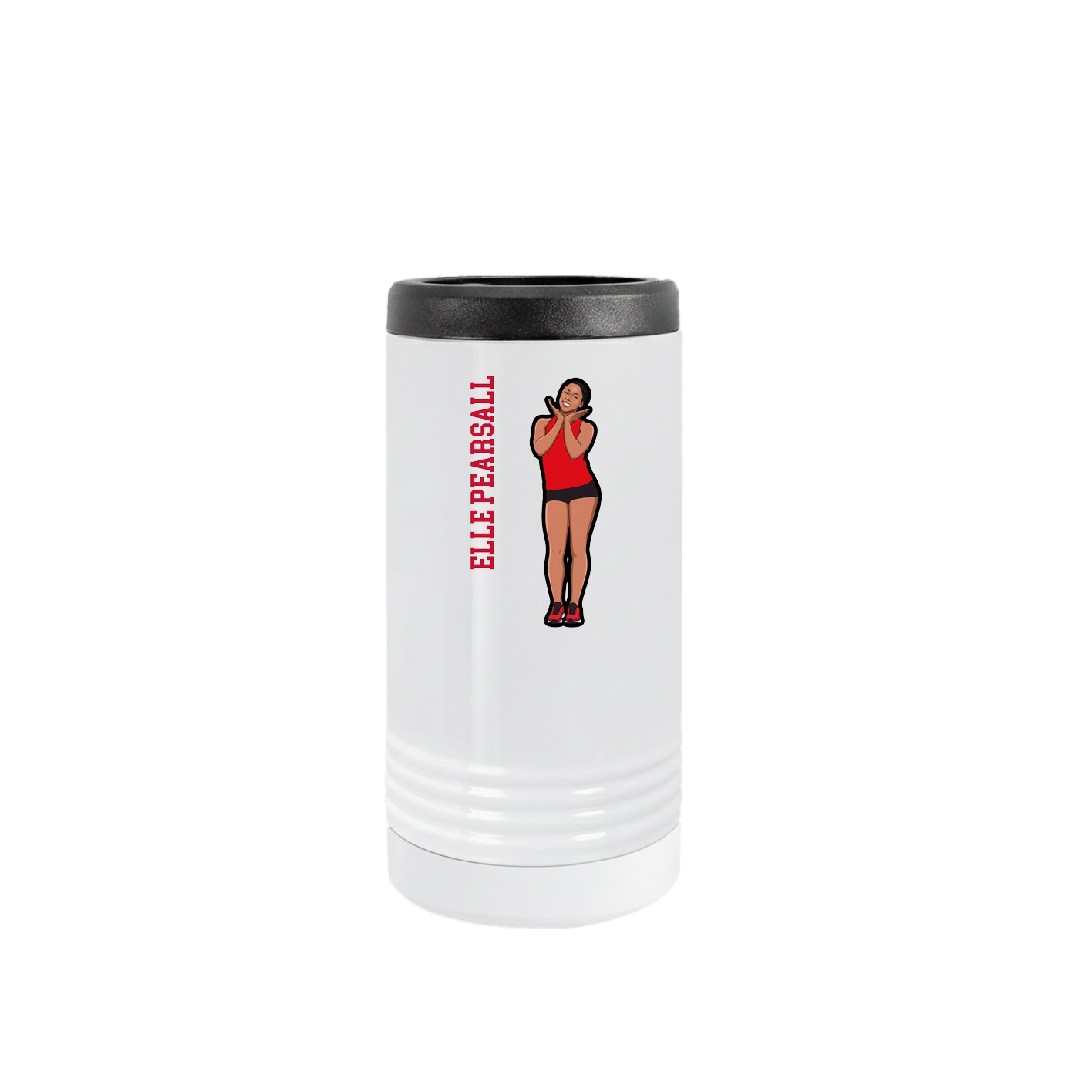 Slim Beverage Holder — Name Vertical in White
