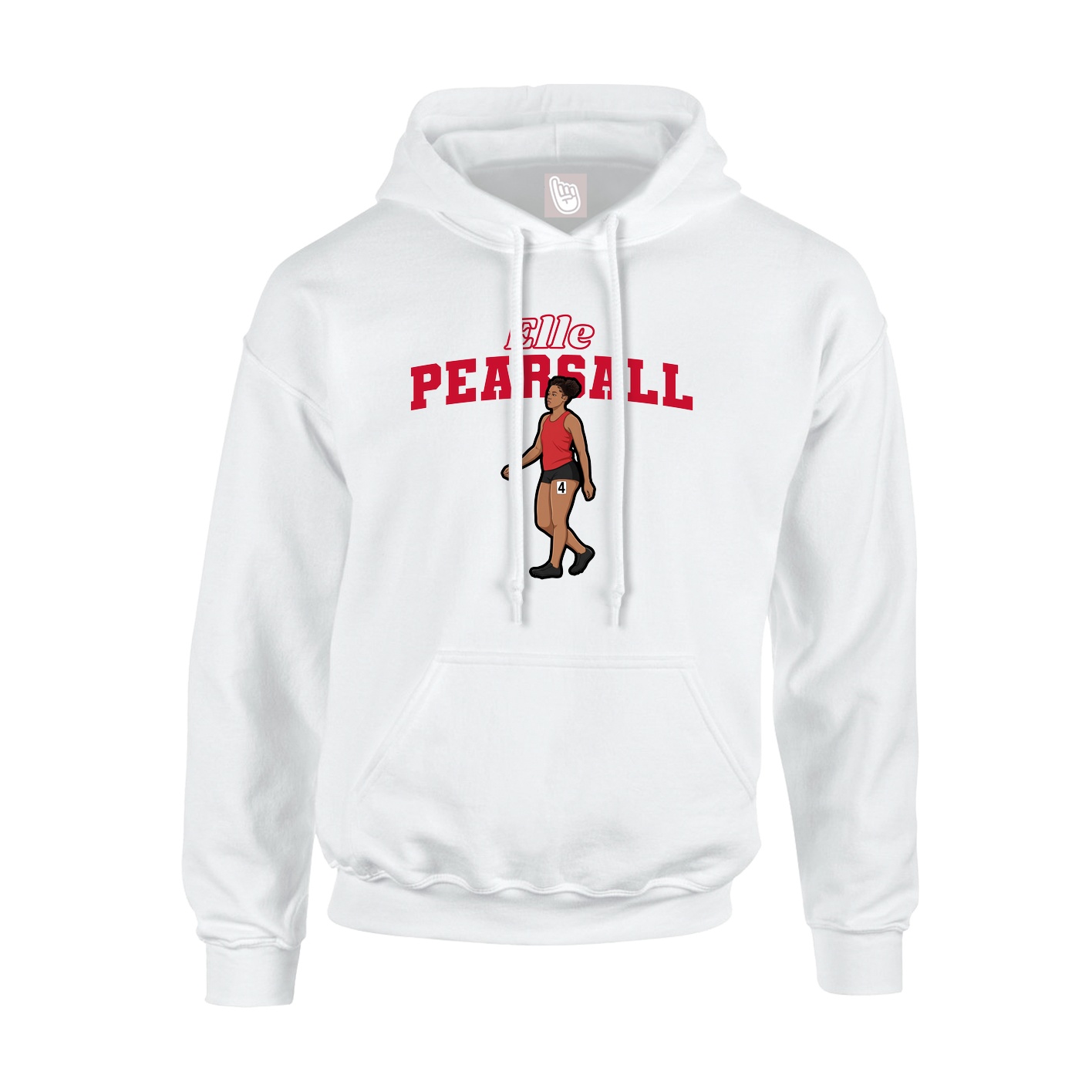Youth Hoodie — Name Arch in White