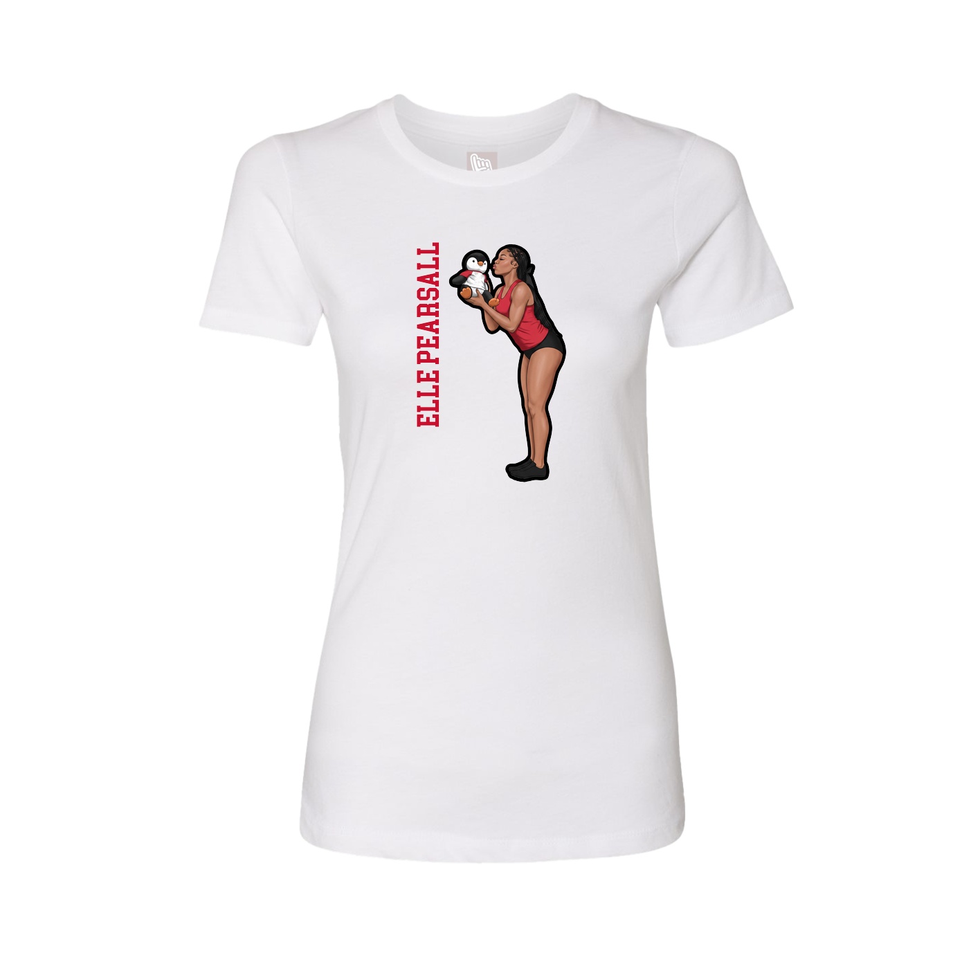 Fitted Women's Tee — Name Vertical in White