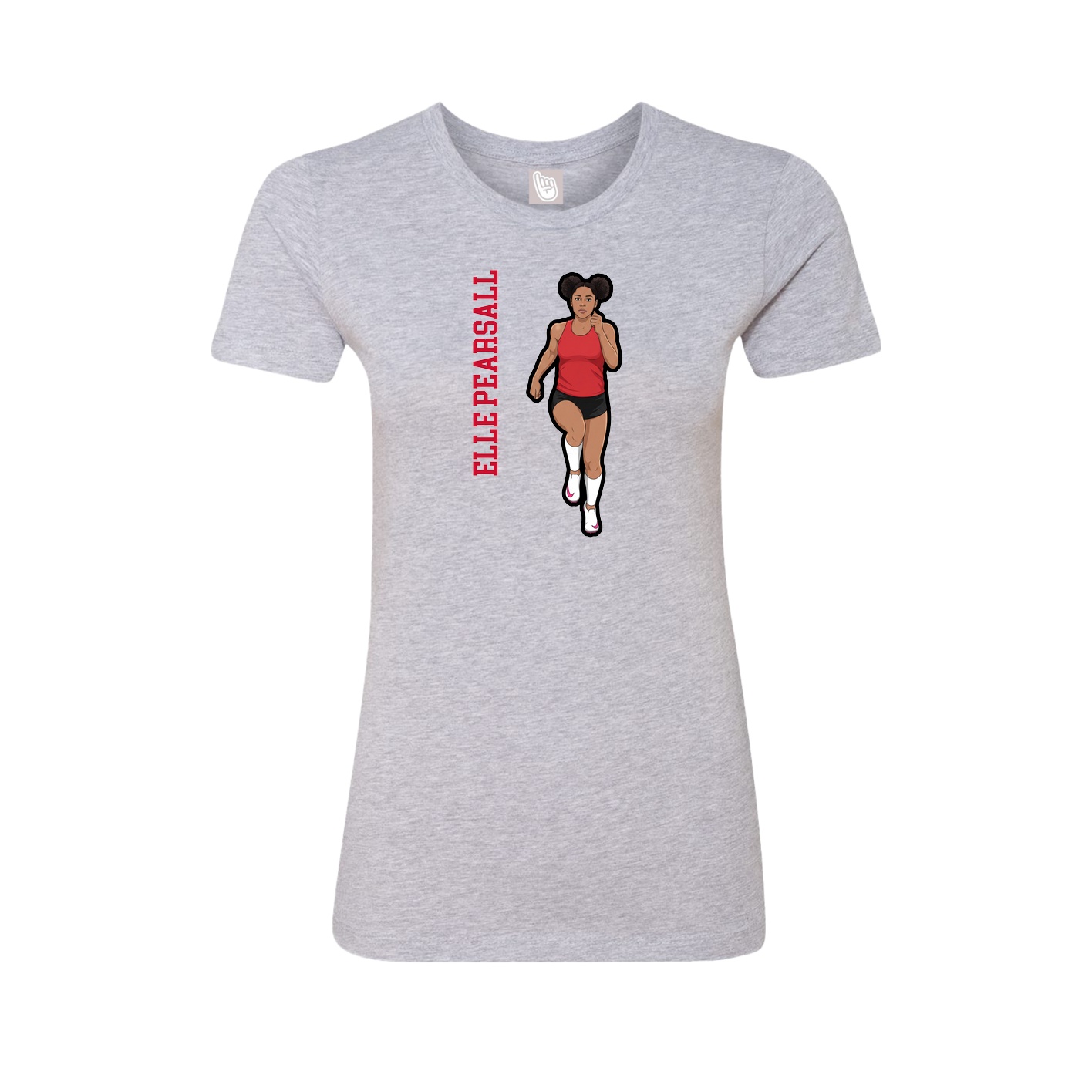 Fitted Women's Tee — Name Vertical in Grey