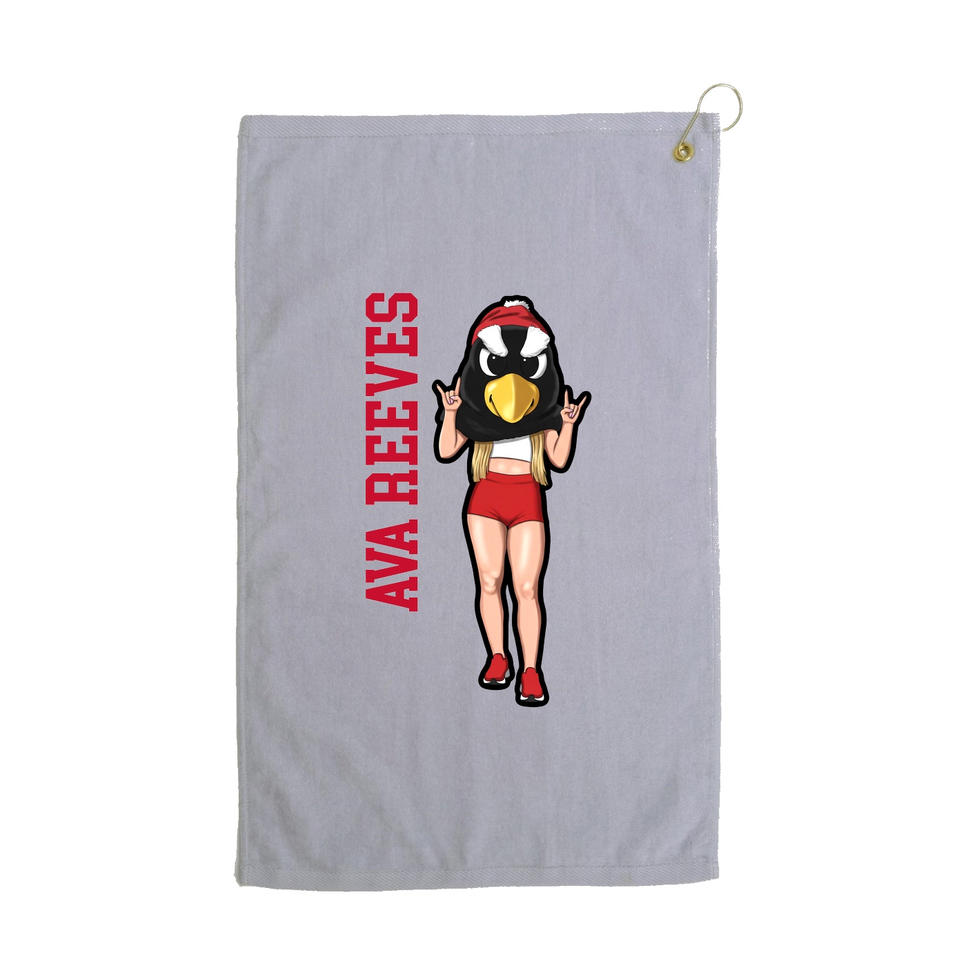 Golf Towel — Name Vertical in Grey