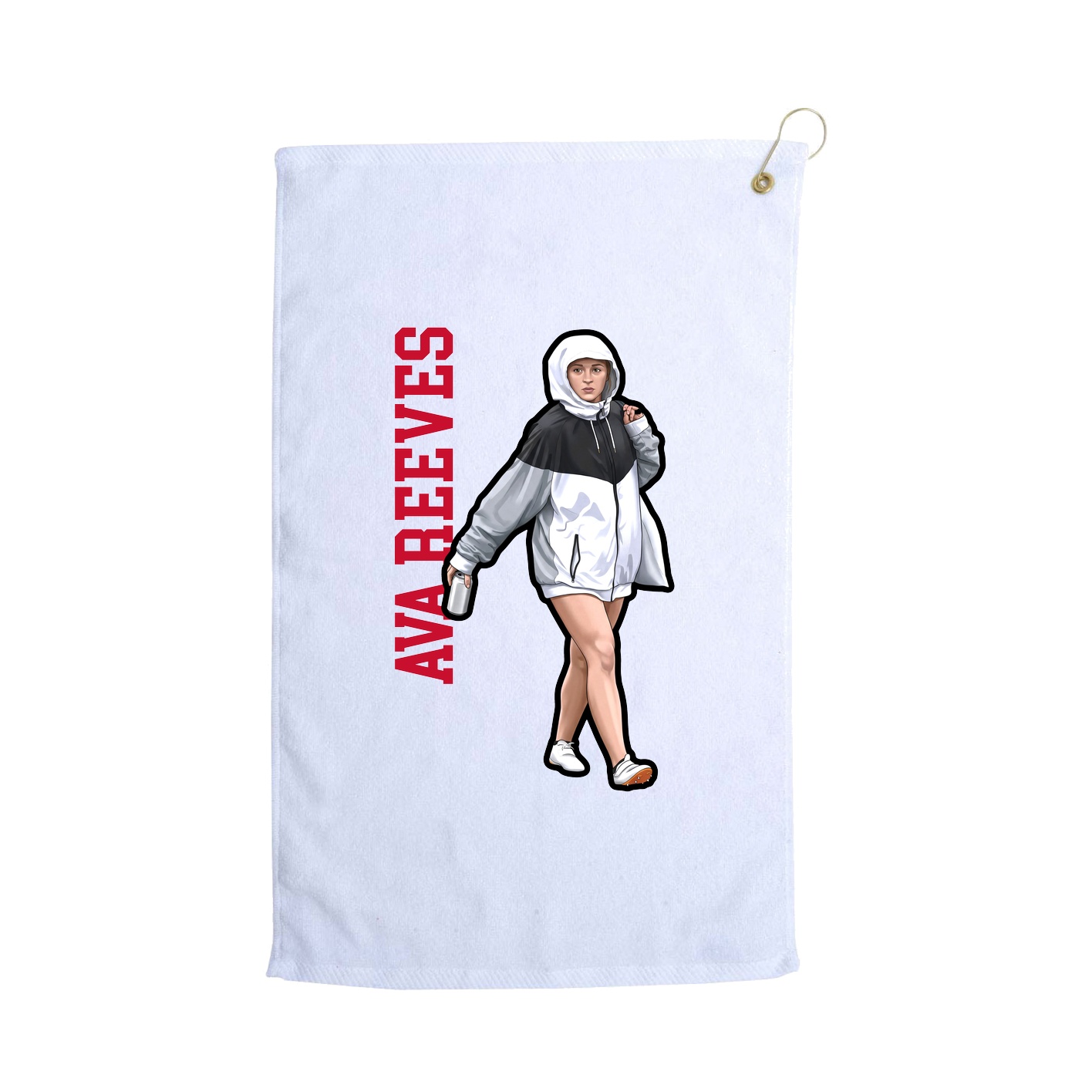 Golf Towel — Name Vertical in White
