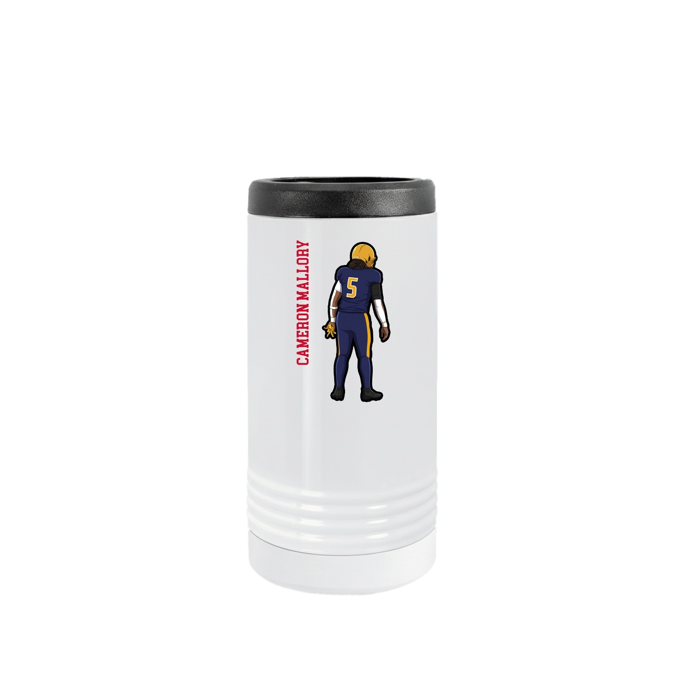 Slim Beverage Holder — Name Vertical in White