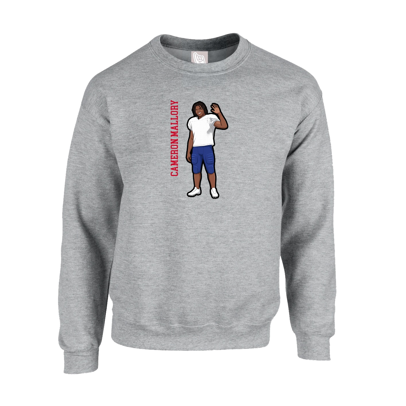 Fleece Crew — Name Vertical in Grey