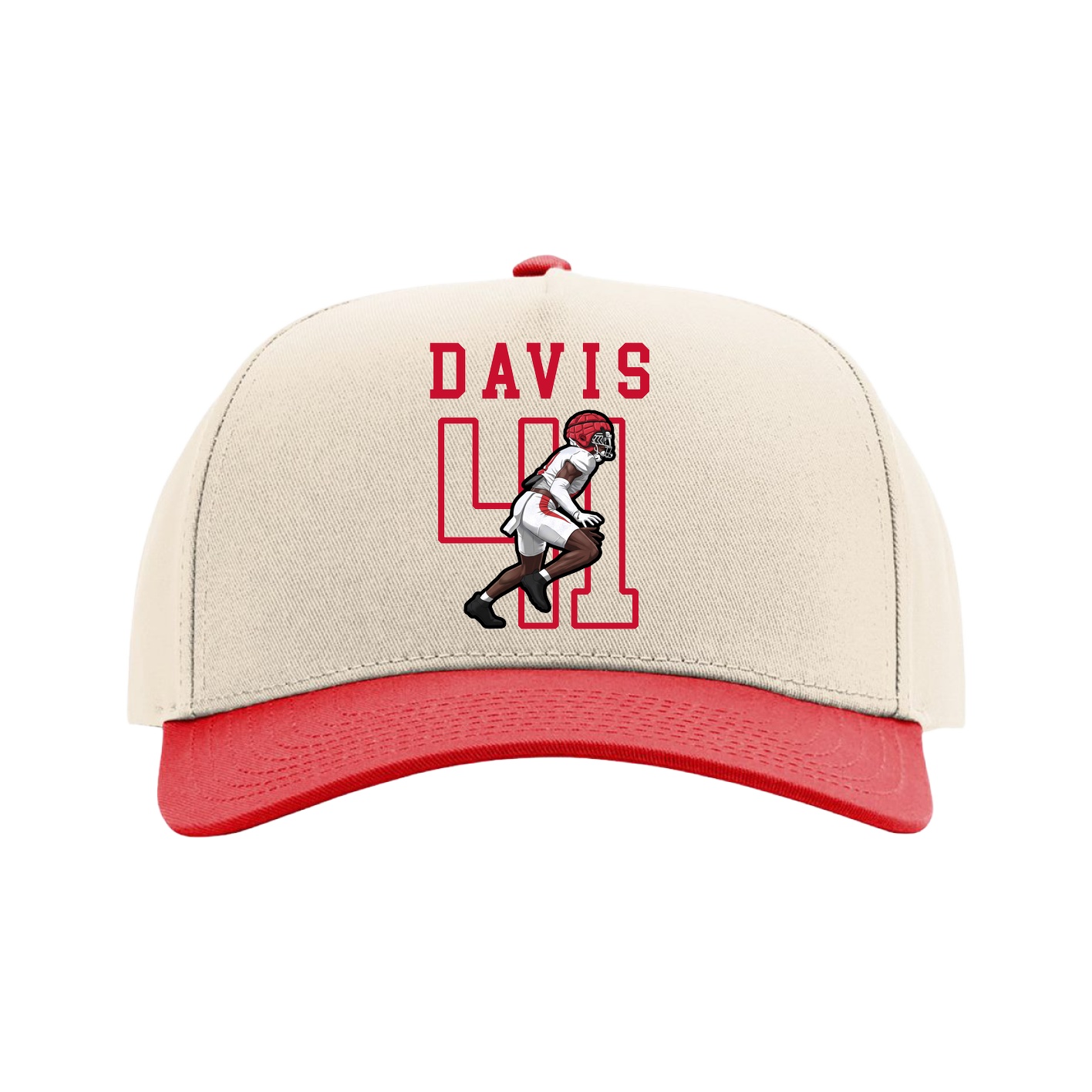 Full Fabric Five-Panel Champ Cap — Shirsey in Cream/Red
