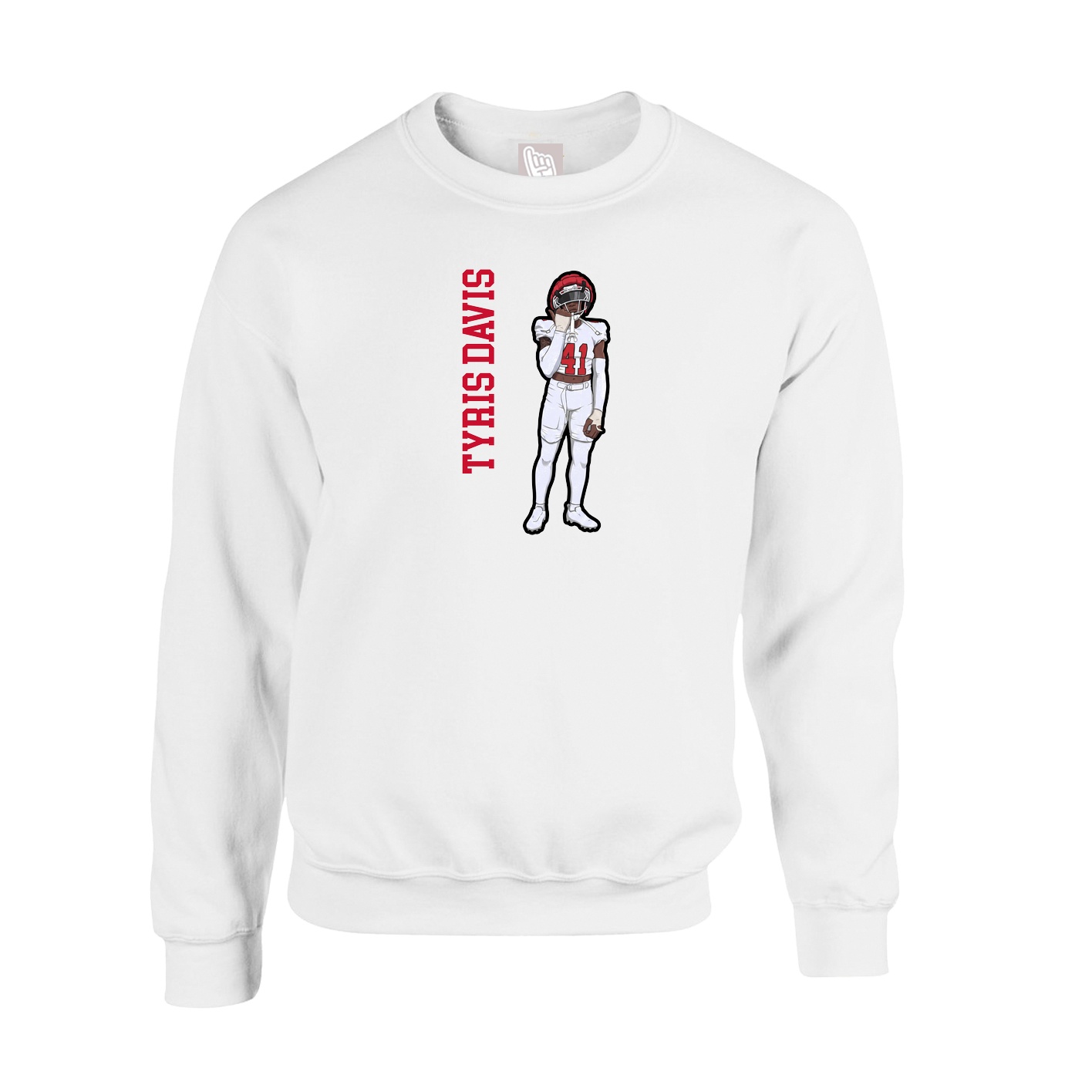Fleece Crew — Name Vertical in White