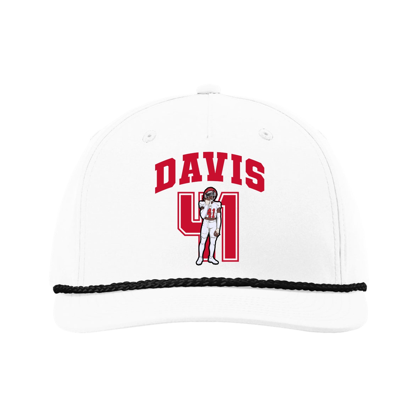 Five-Panel Classic Rope Cap — Number in White