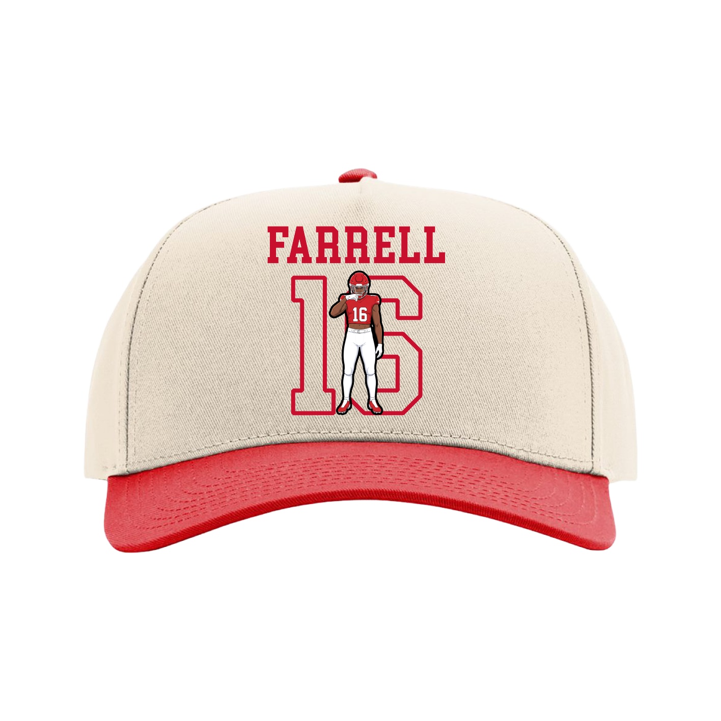 Full Fabric Five-Panel Champ Cap — Shirsey in Cream/Red