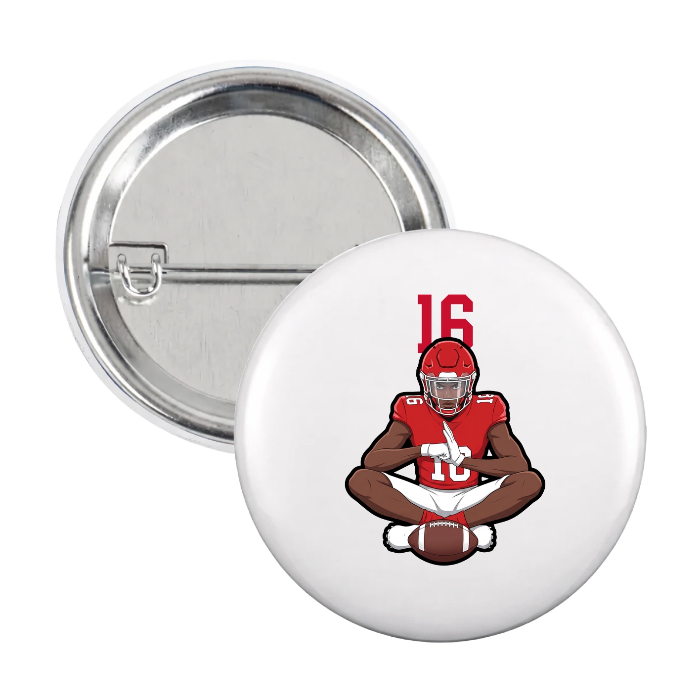 Game Day Button — Number Top in White