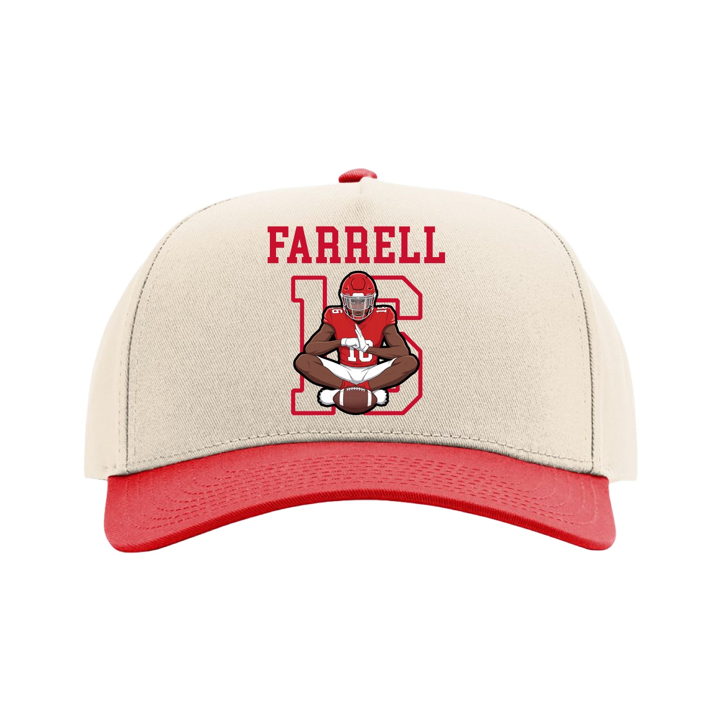 Full Fabric Five-Panel Champ Cap — Shirsey in Cream/Red
