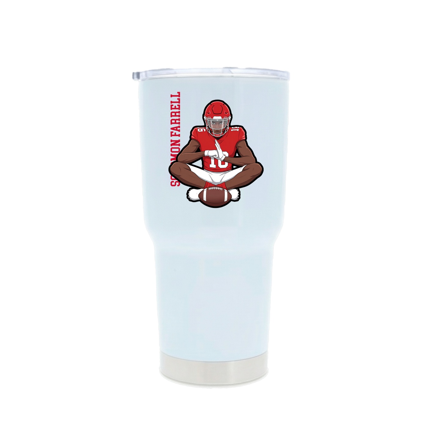30oz Stainless Steel Tumbler — Name Vertical in White