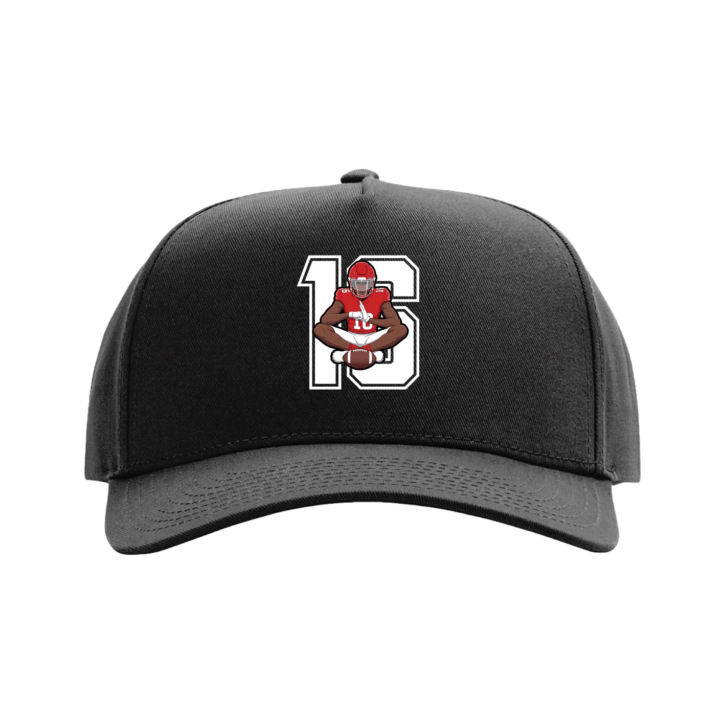 Full Fabric Five-Panel Champ Cap — Number in Black