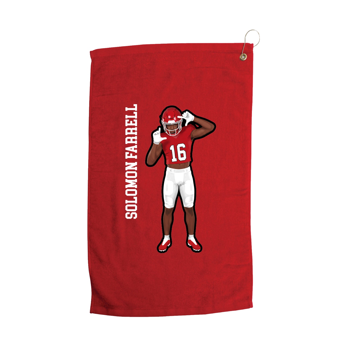 Golf Towel — Name Vertical in Red