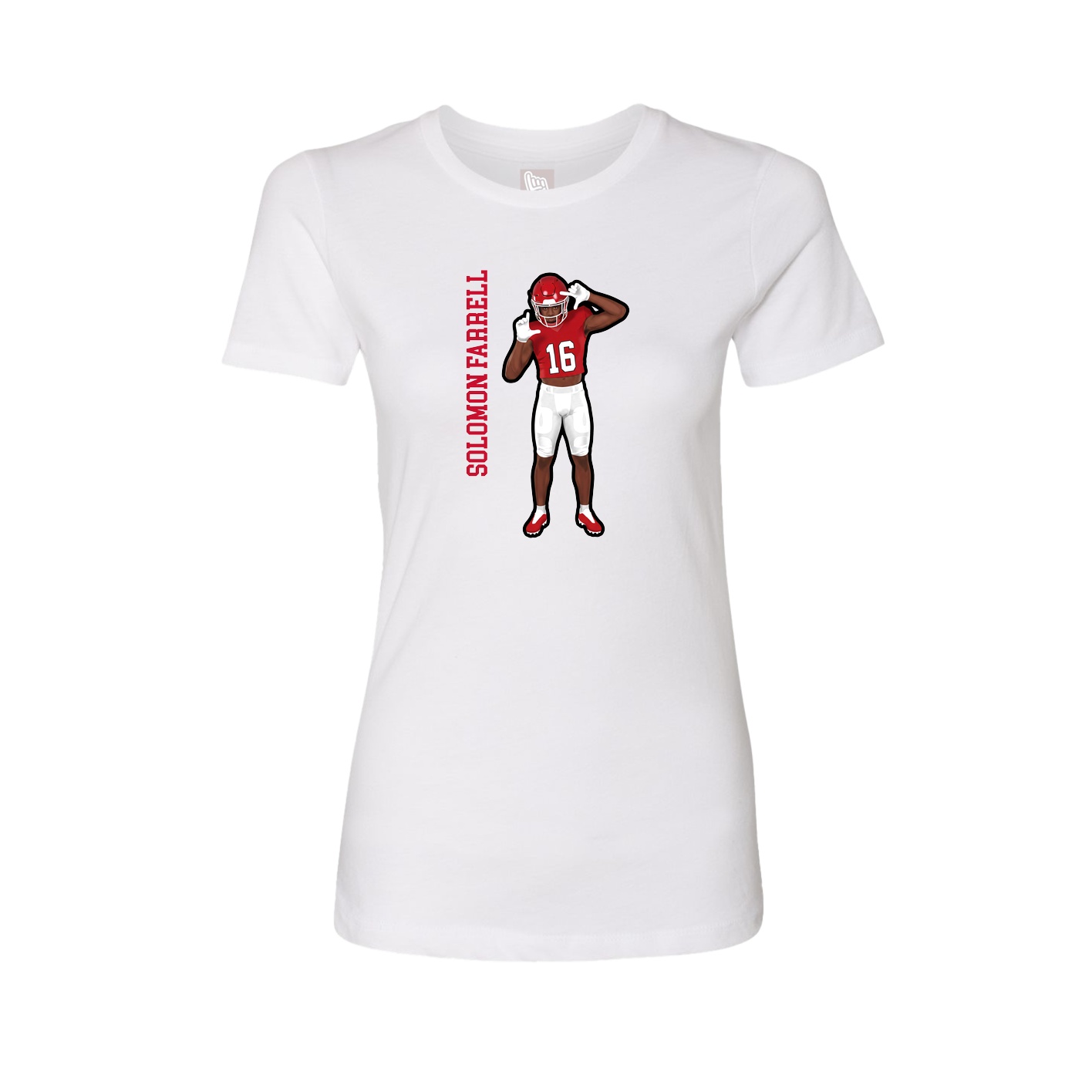 Womens Tee — Name Vertical in White
