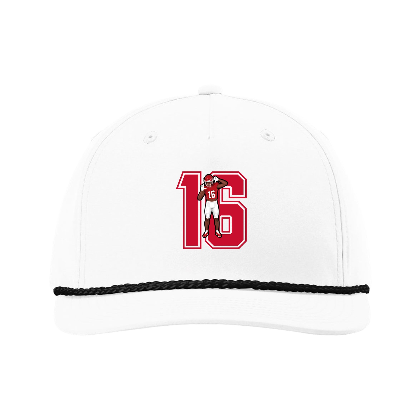 Five-Panel Classic Rope Cap — Number in White