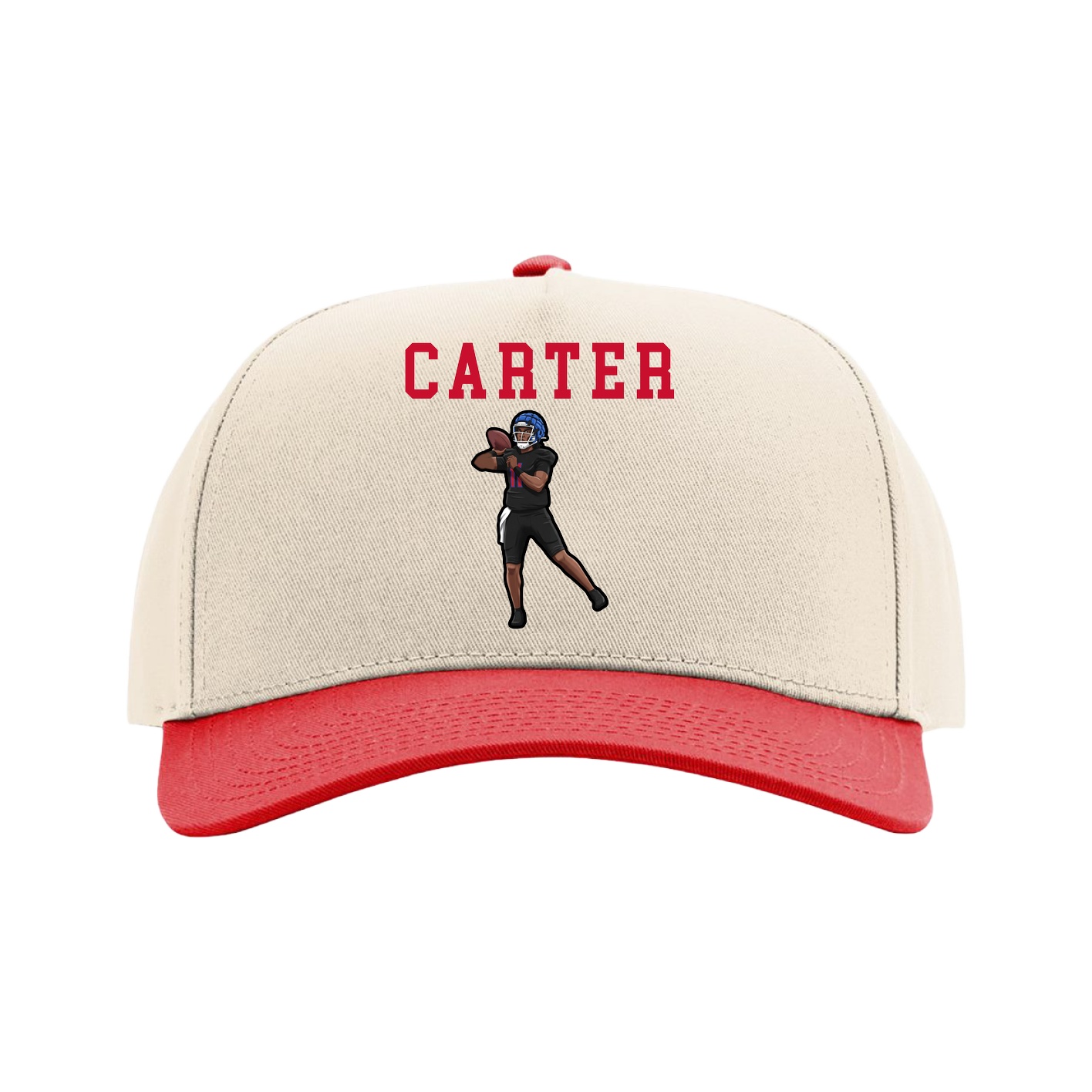 Full Fabric Five-Panel Champ Cap — Shirsey in Cream/Red