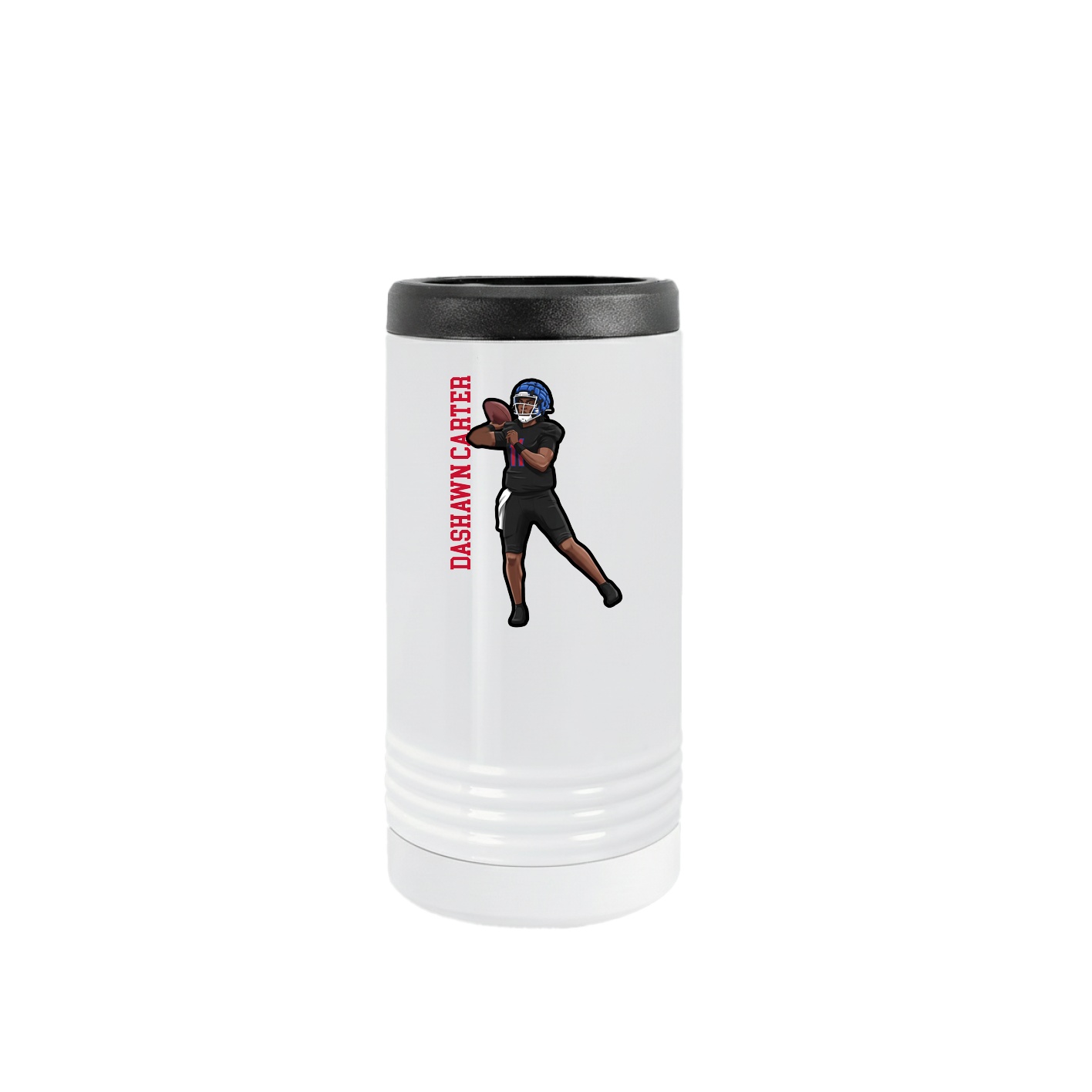 Slim Beverage Holder — Name Vertical in White