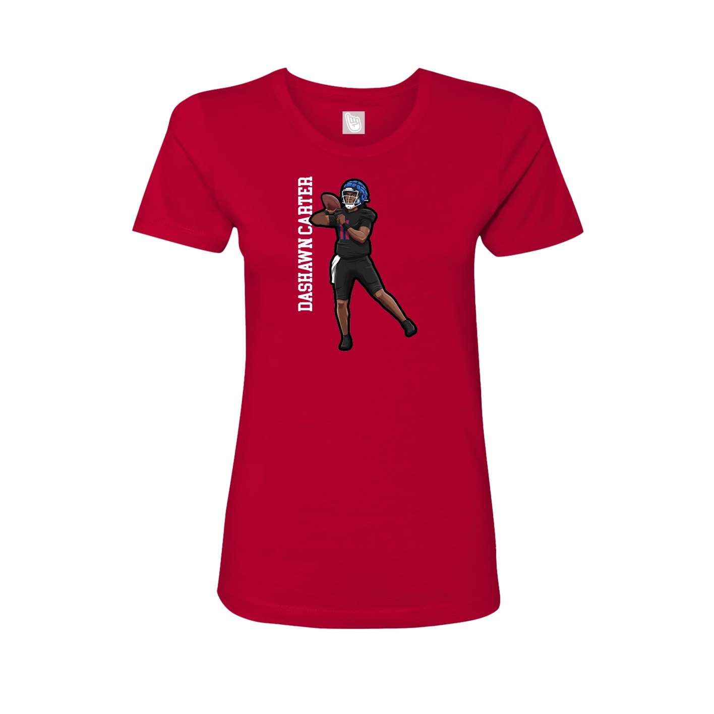 Fitted Women's Tee — Name Vertical in Red