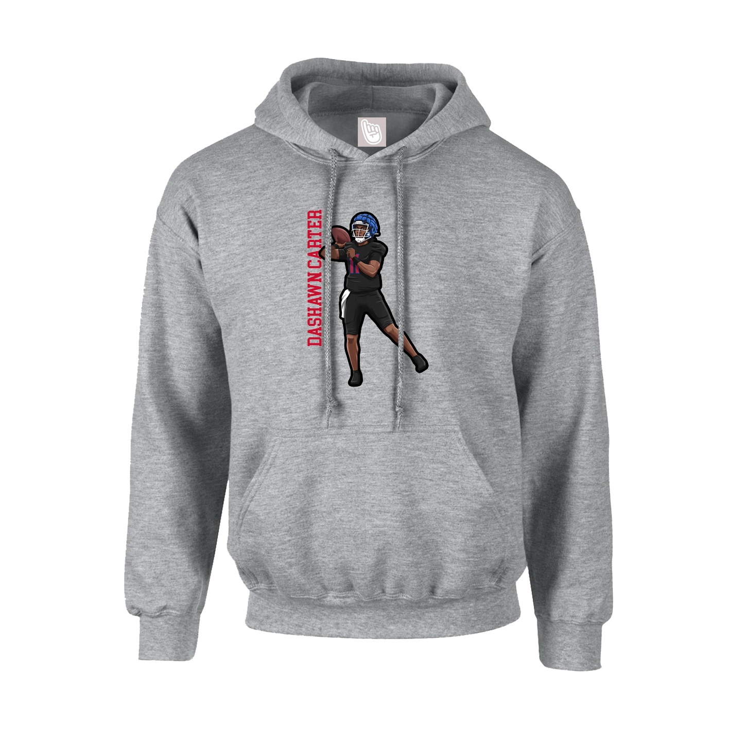 Youth Hoodie — Name Vertical in Grey