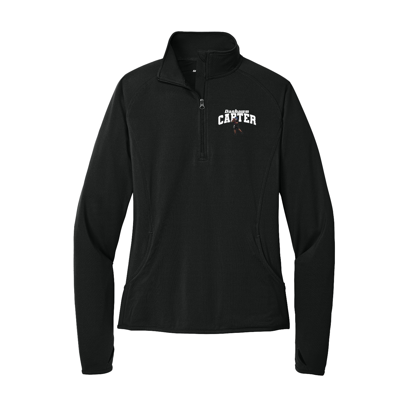 Women's Q-Zip Pullover — Signature Arch in Black