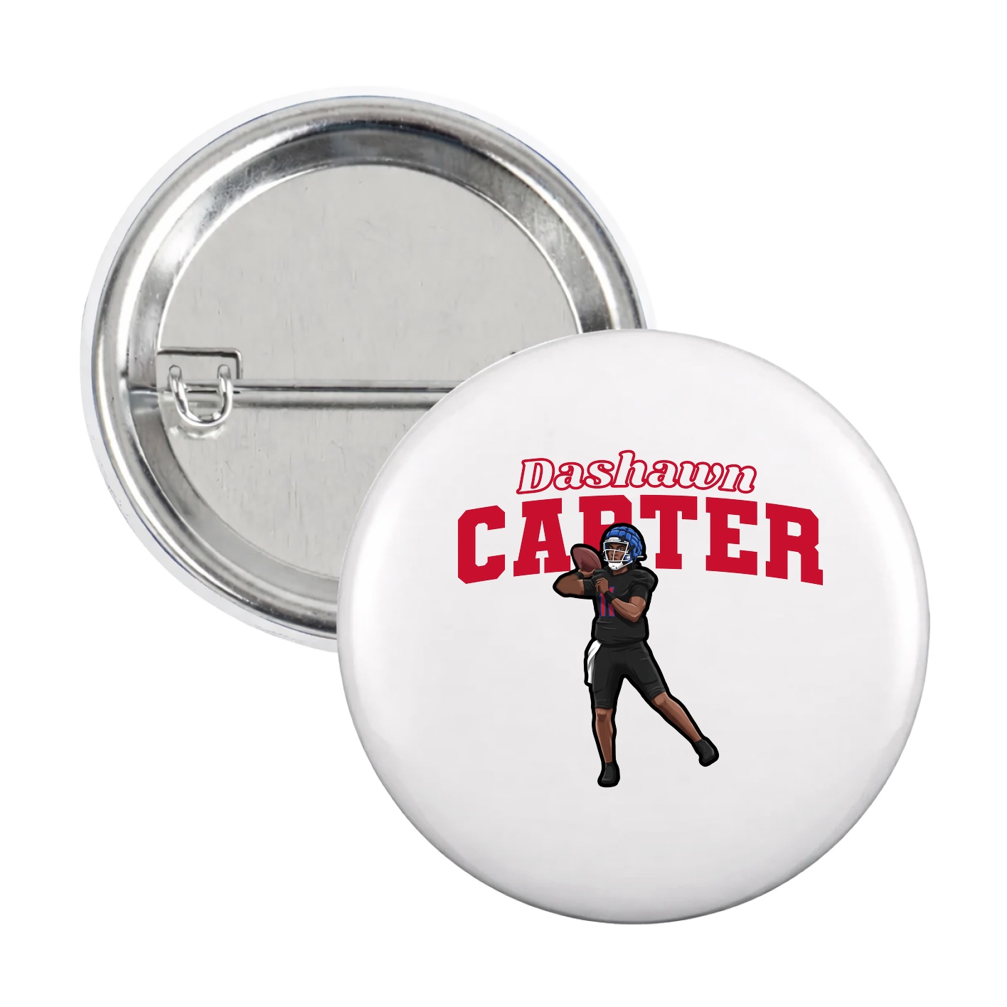 Game Day Button — Name Arch in White