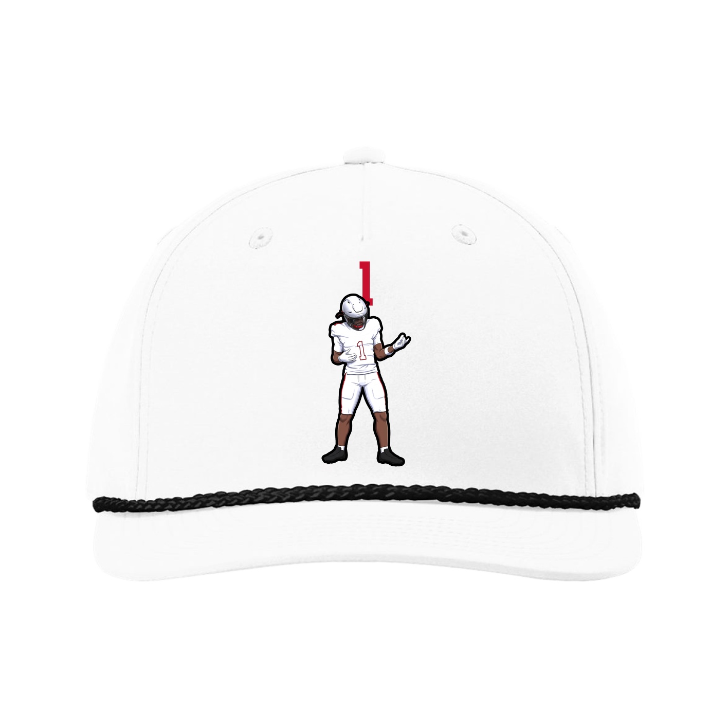 Five-Panel Classic Rope Cap — Number Top in White