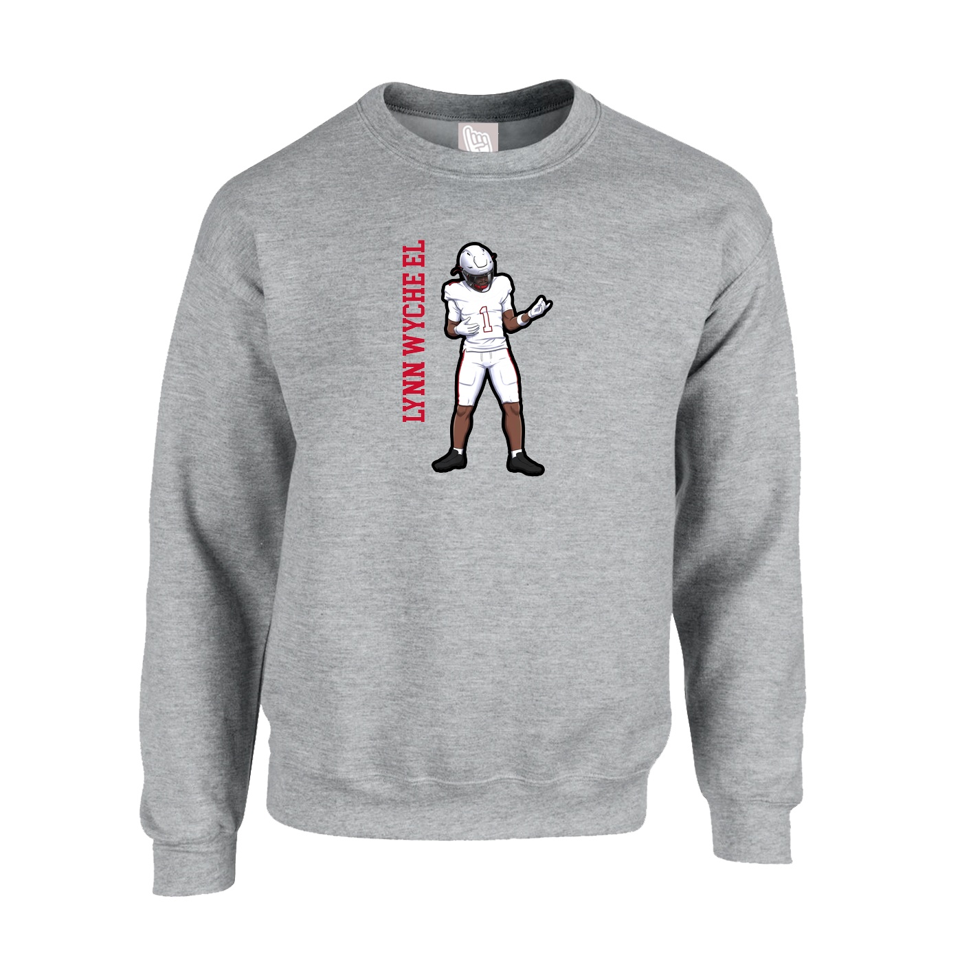Fleece Crew — Name Vertical in Grey
