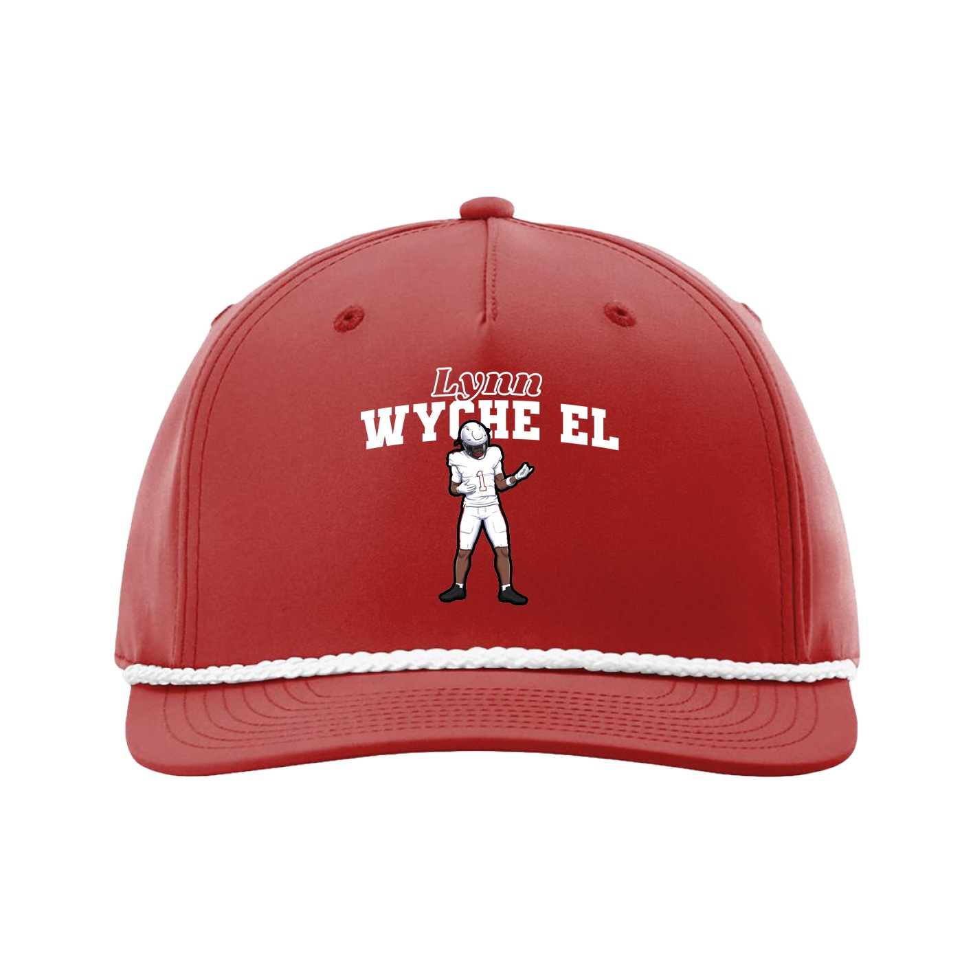 Five-Panel Classic Rope Cap — Name Arch in Red