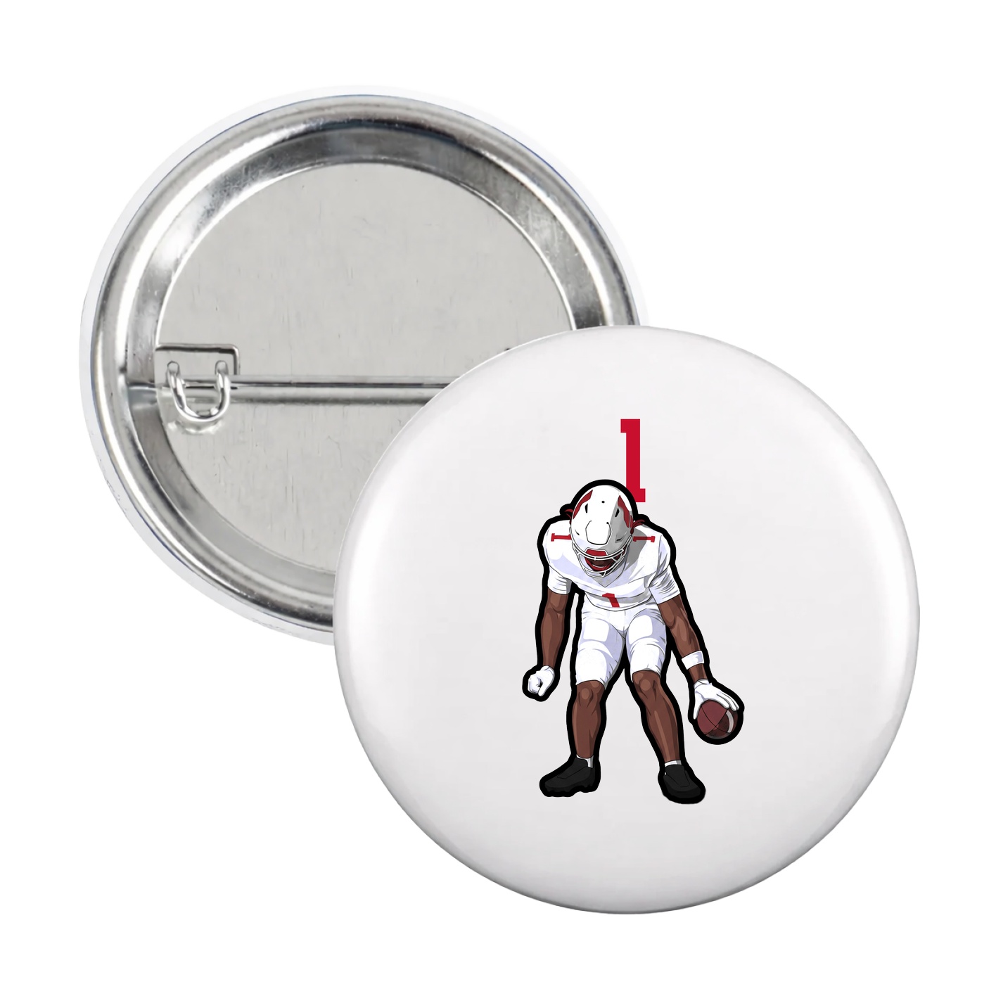 Game Day Button — Number Top in White