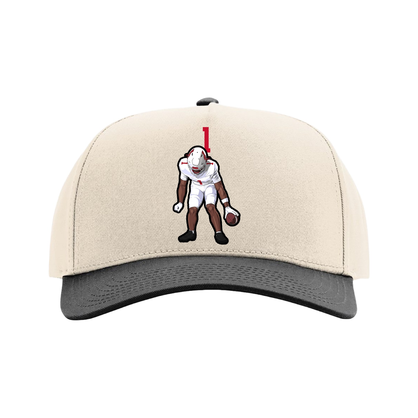 Full Fabric Five-Panel Champ Cap — Number Top in Cream/Black