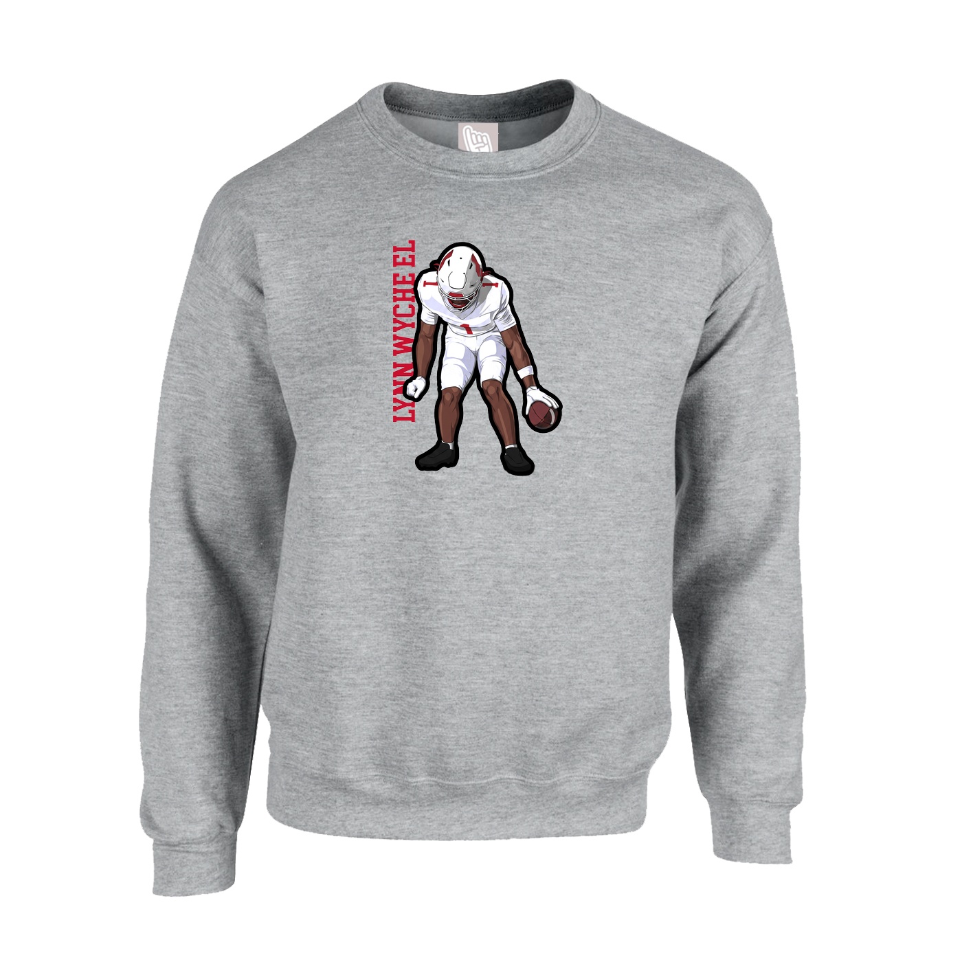 Fleece Crew — Name Vertical in Grey