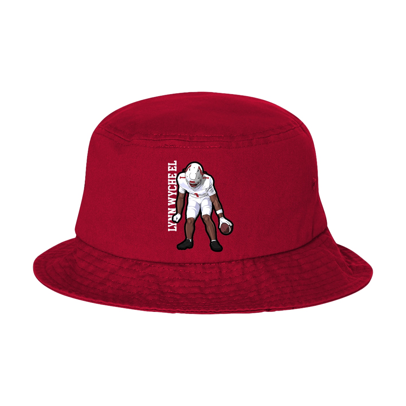 Bucket Cap — Name Vertical in Red