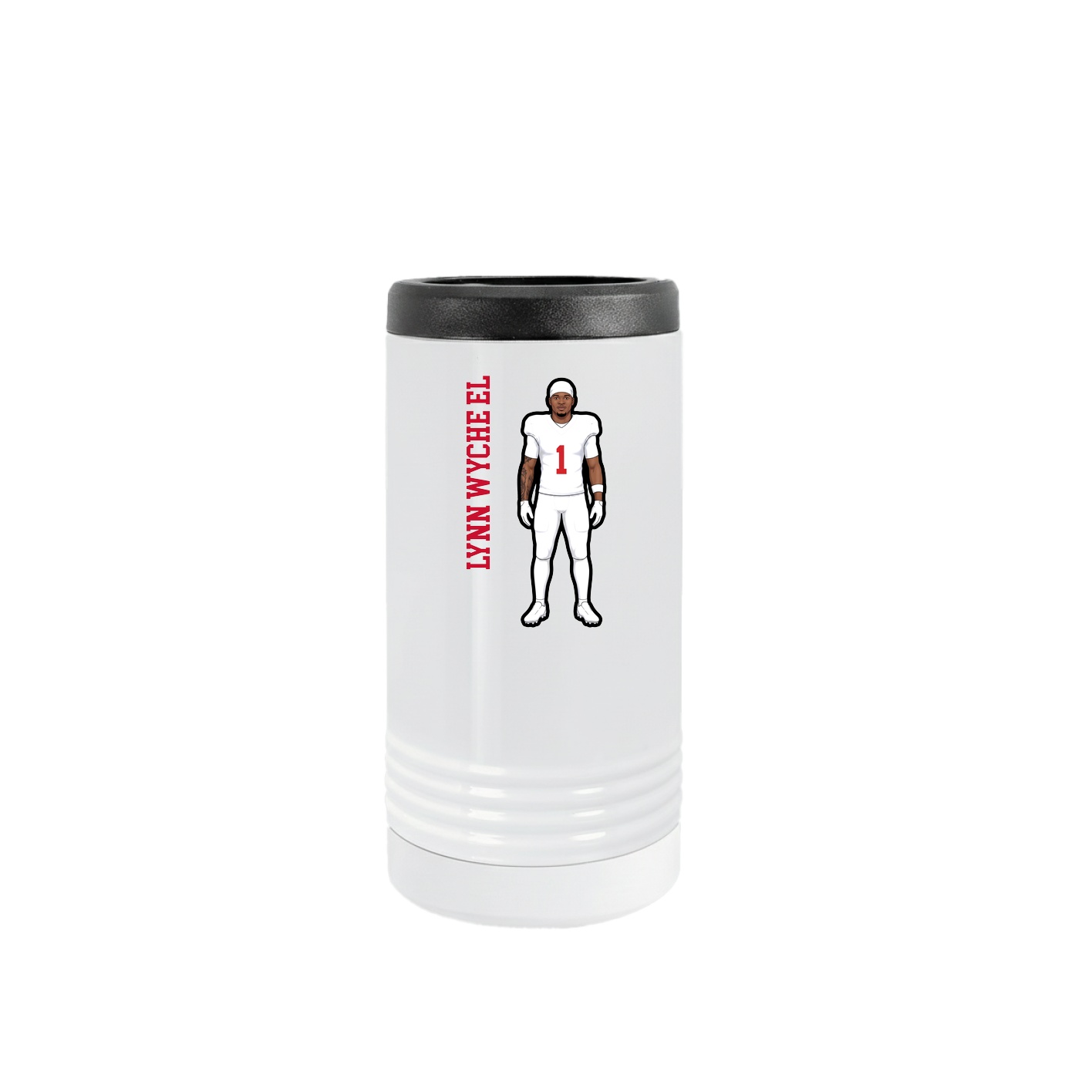 Slim Beverage Holder — Name Vertical in White