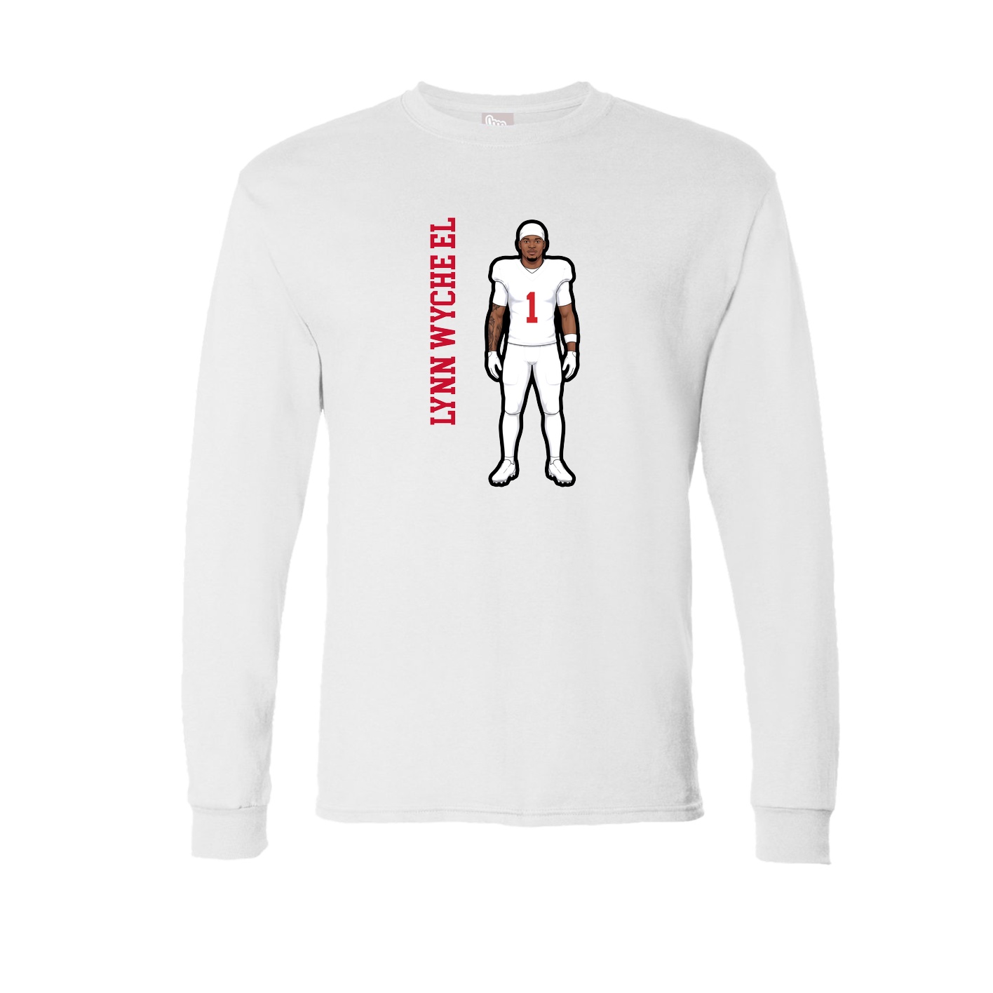 Long Sleeve Tee — Name Vertical in White