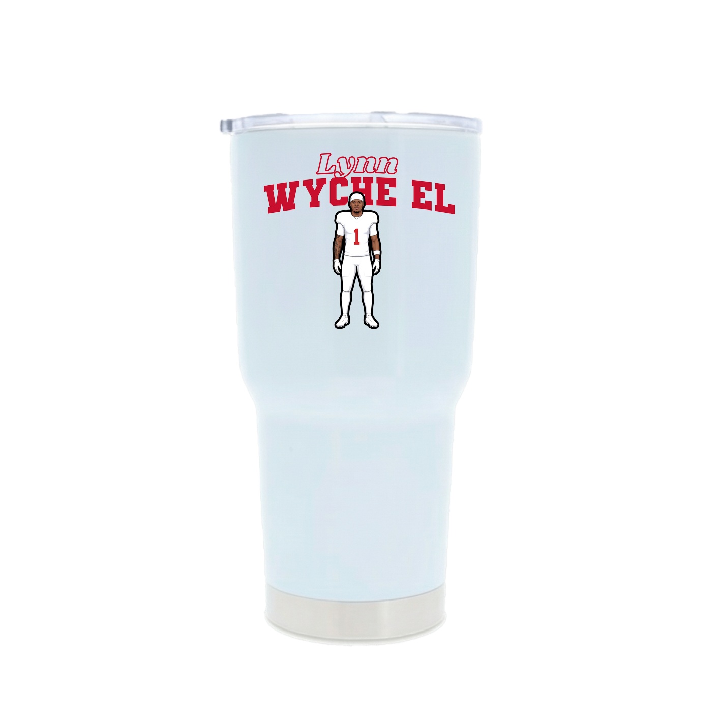 30oz Stainless Steel Tumbler — Name Arch in White