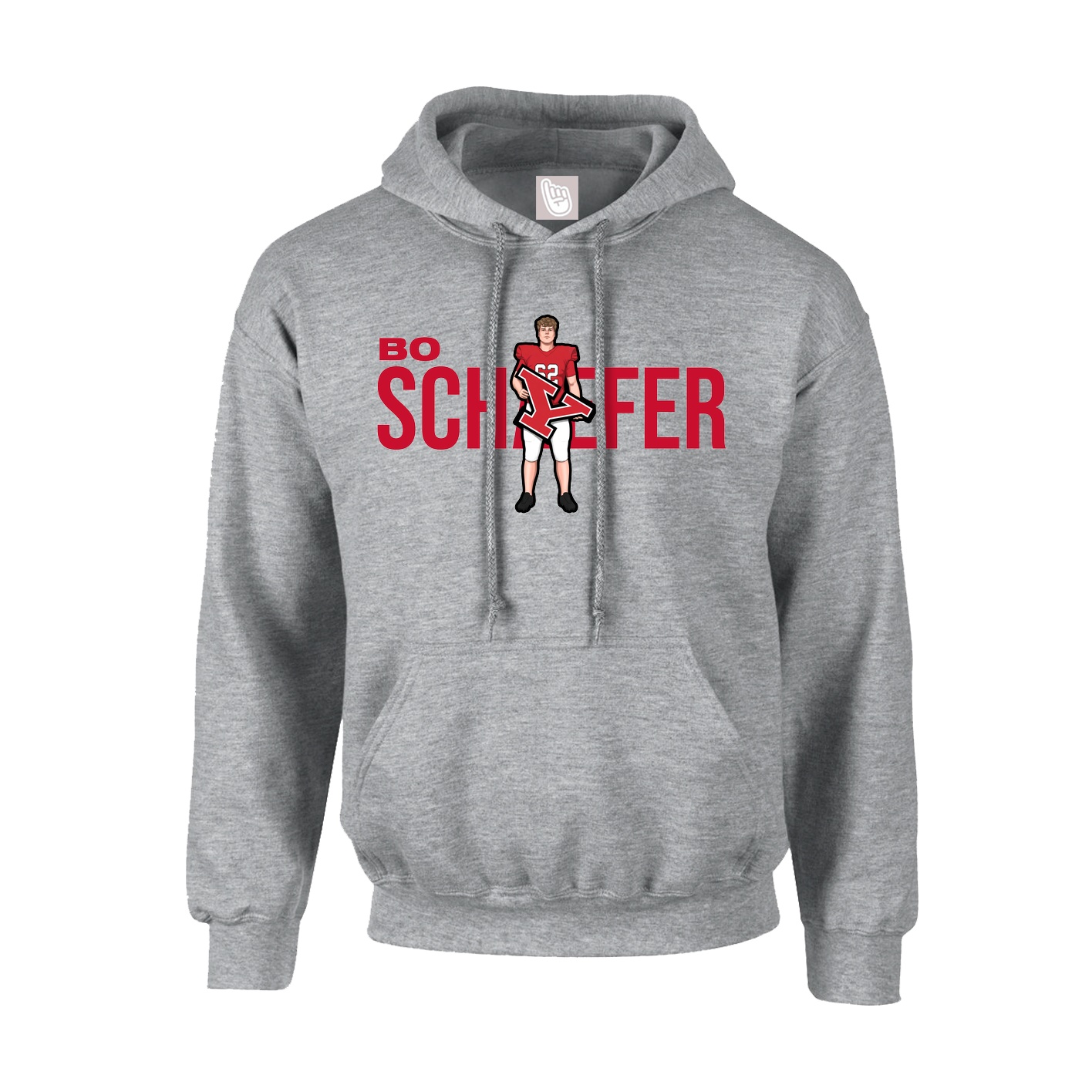 Hoodie — Player Name in Grey