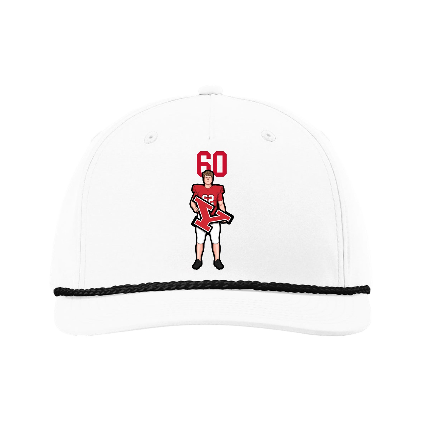 Five-Panel Classic Rope Cap — Number Top in White