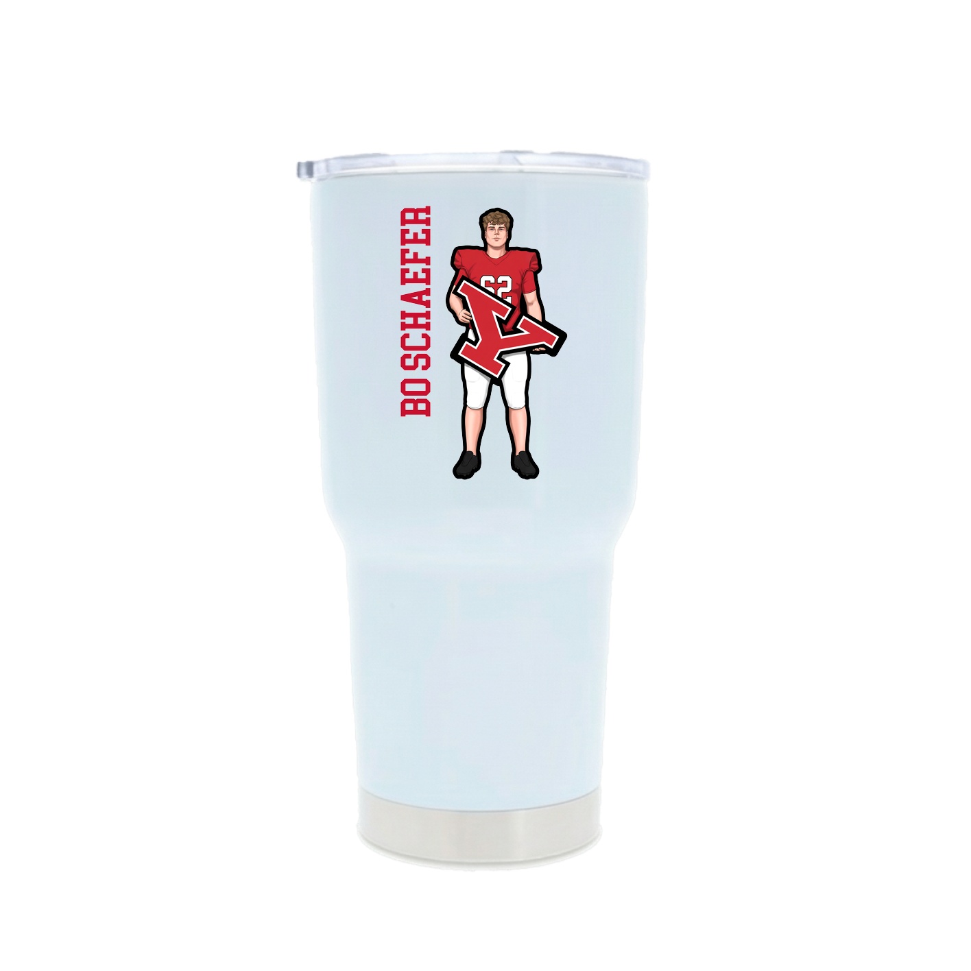 30oz Stainless Steel Tumbler — Name Vertical in White