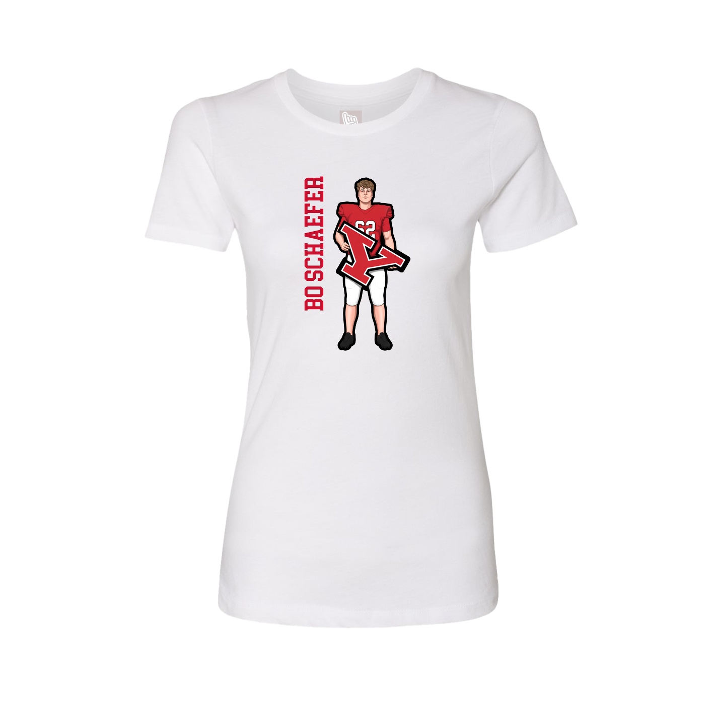 Fitted Women's Tee — Name Vertical in White