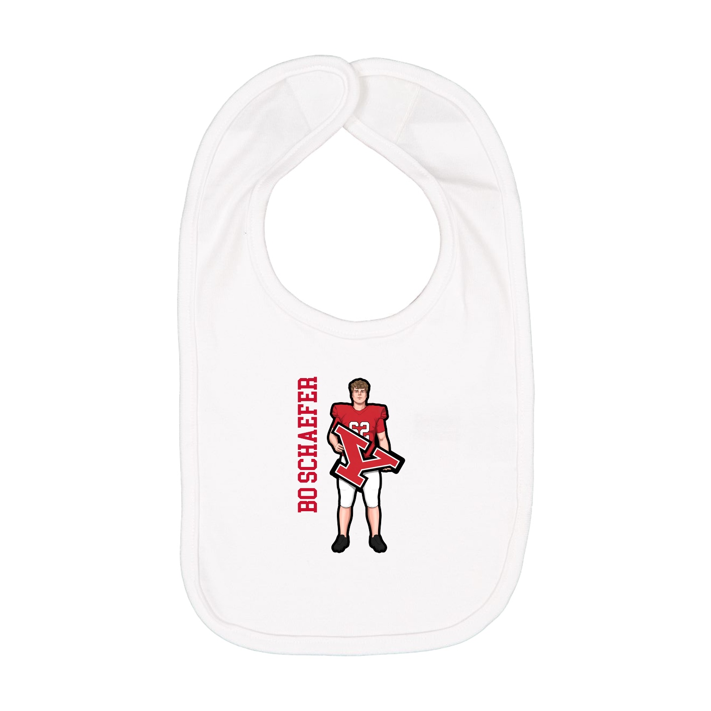 Infant Bib — Name Vertical in White