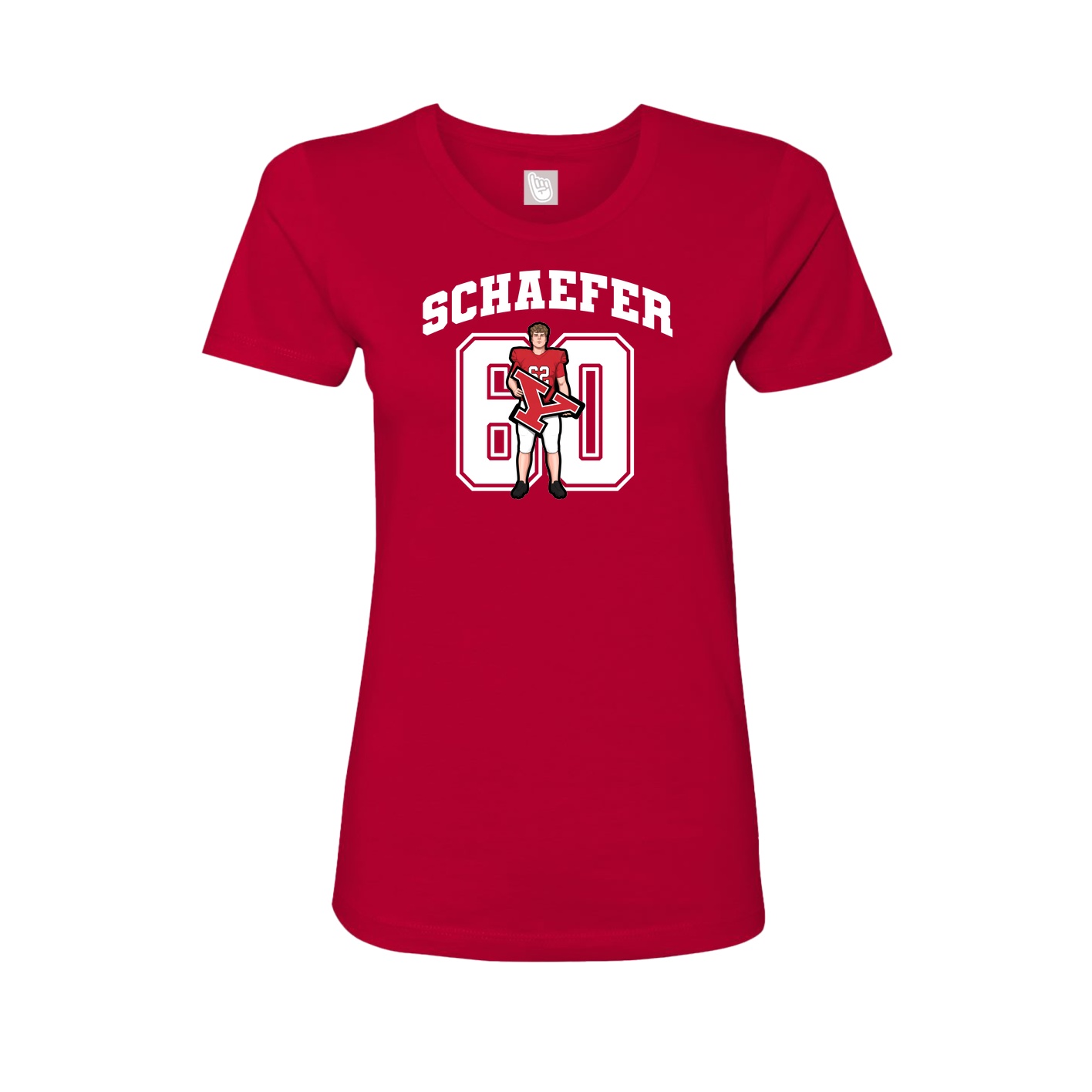 Fitted Women's Tee — Number in Red
