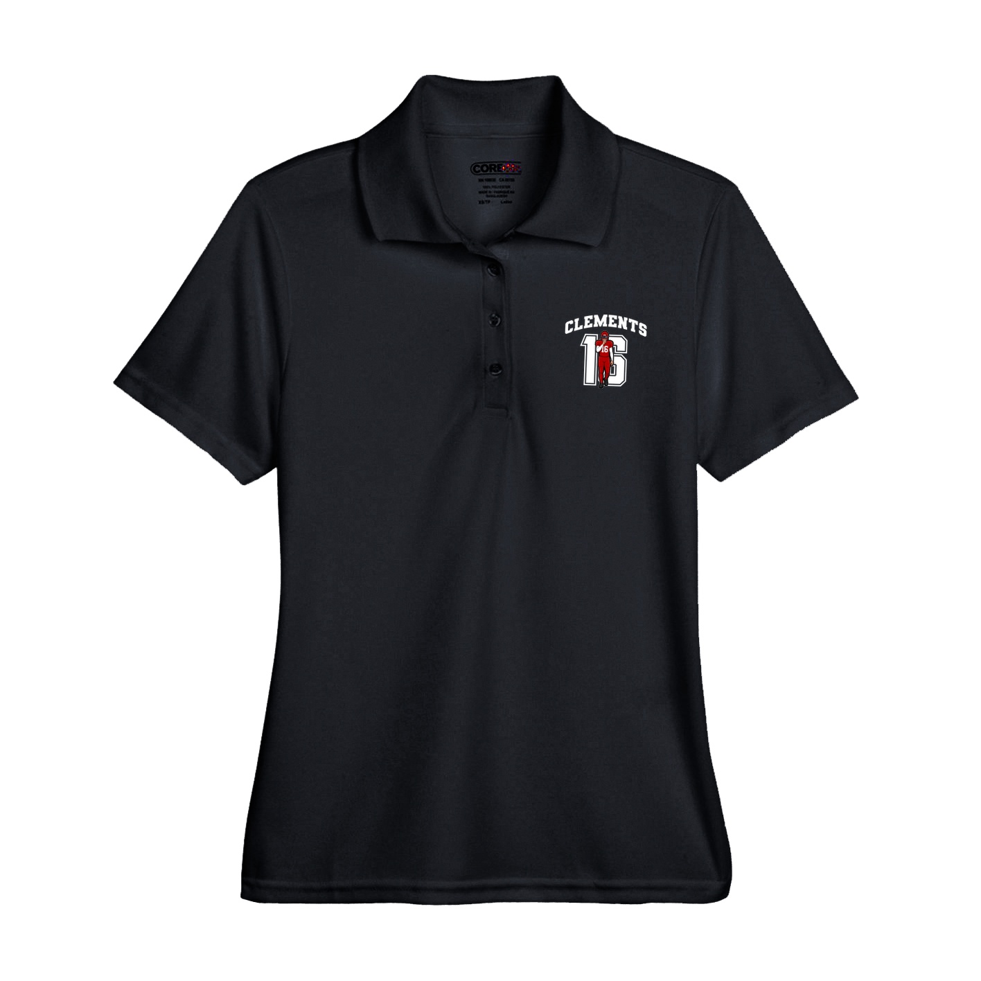 Womens Performance Polo — Number in Black