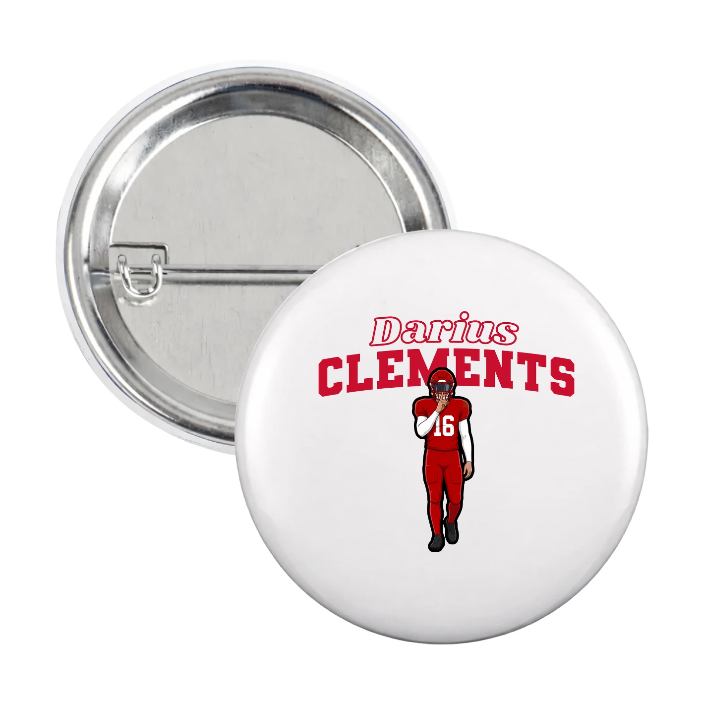 Game Day Button — Name Arch in White