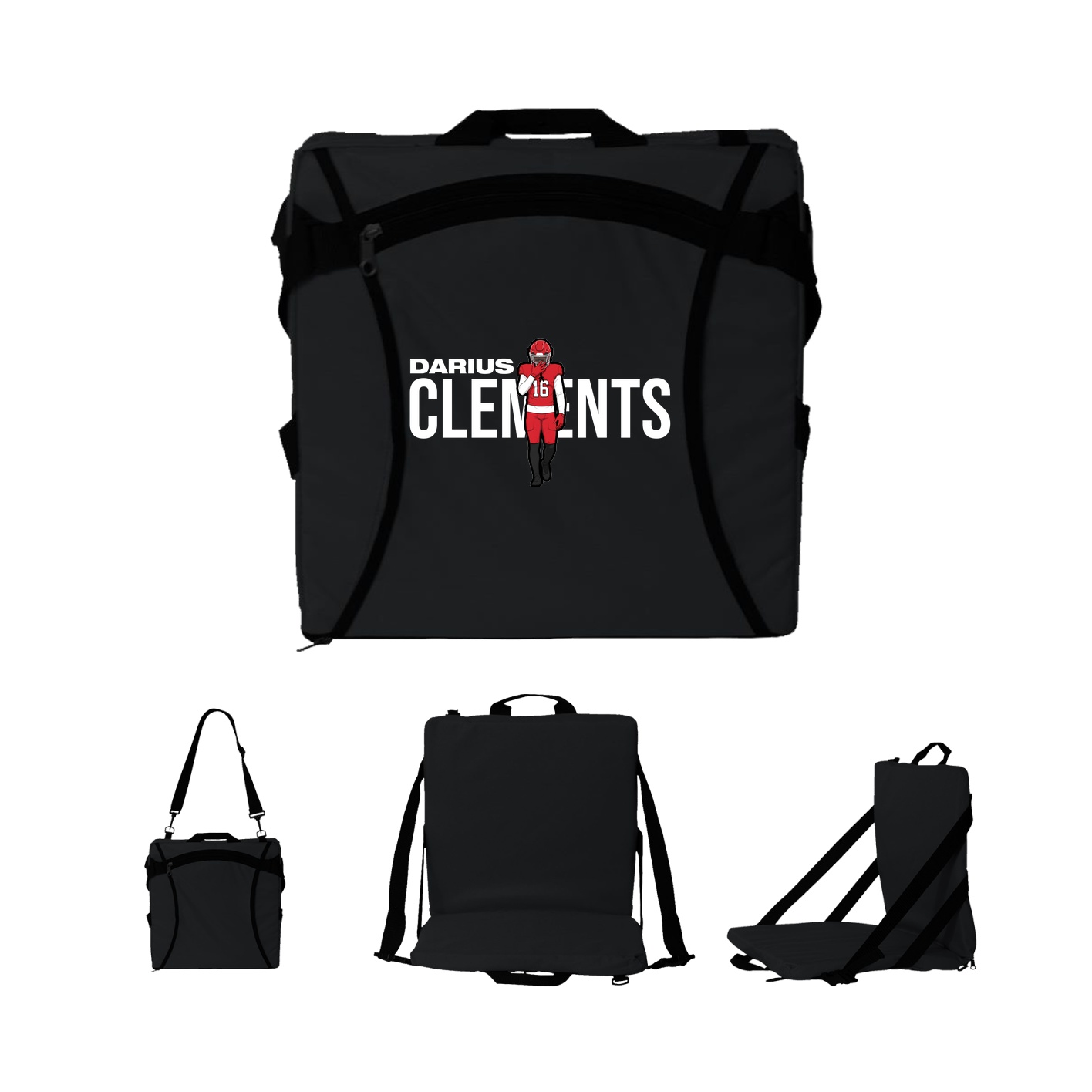Folding Stadium Seat — Player Name in Black