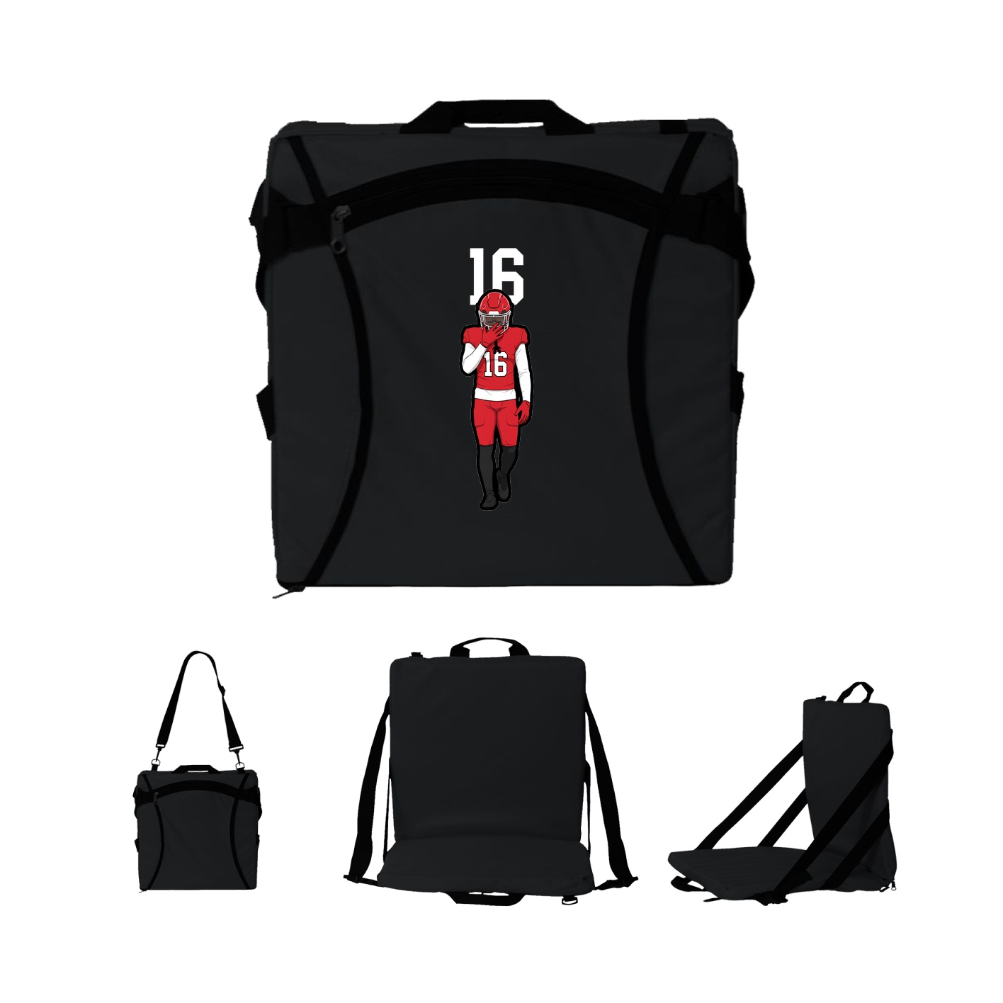 Folding Stadium Seat — Number Top in Black