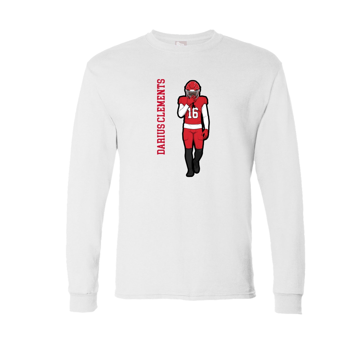 Long Sleeve Tee — Name Vertical in White