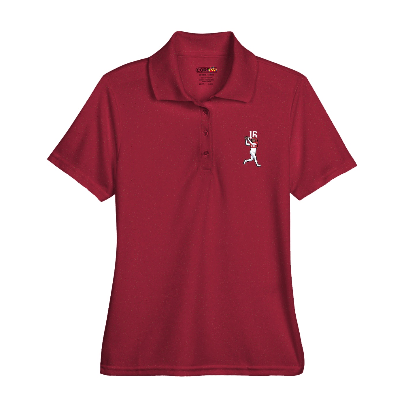 Womens Performance Polo — Number Top in Red