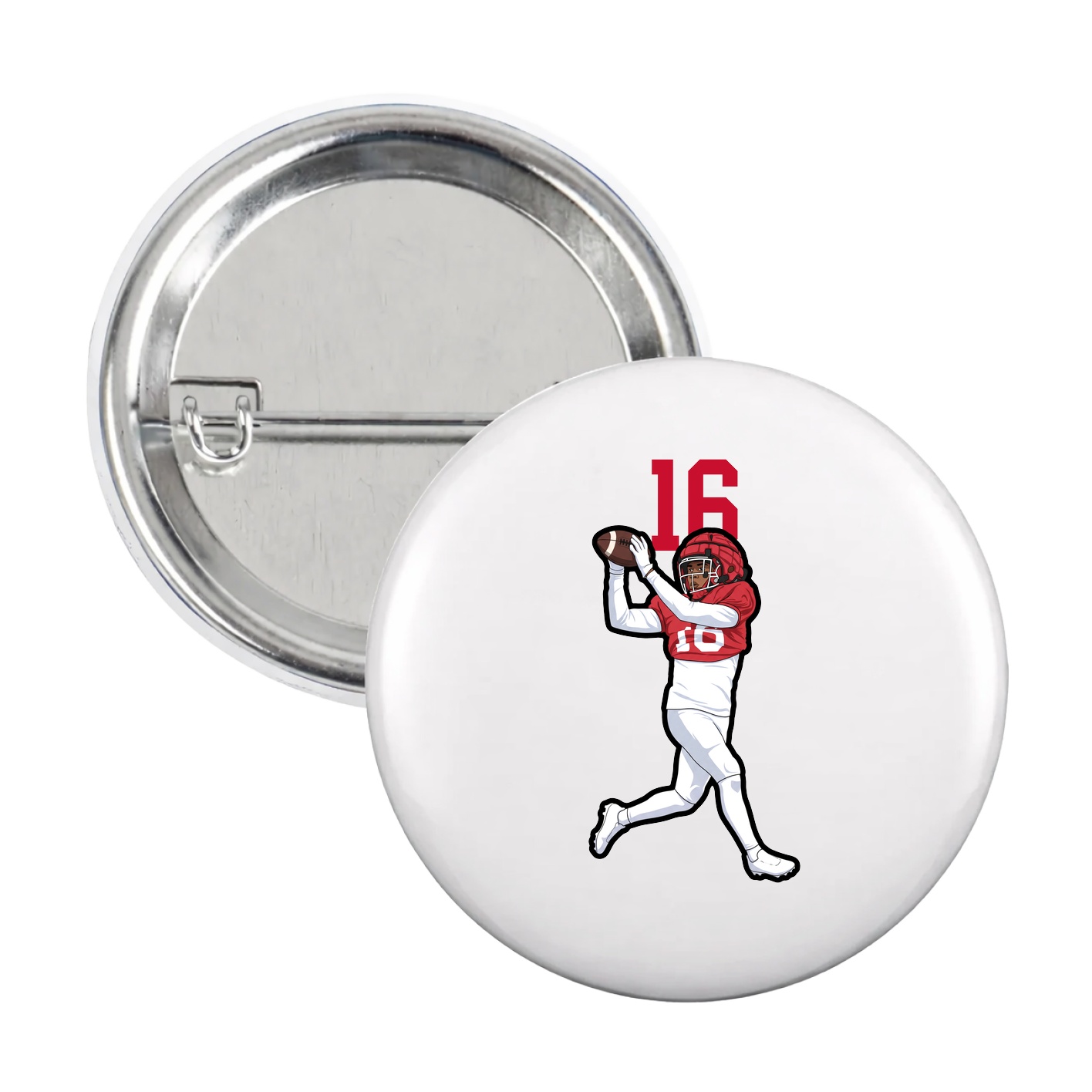 Game Day Button — Number Top in White