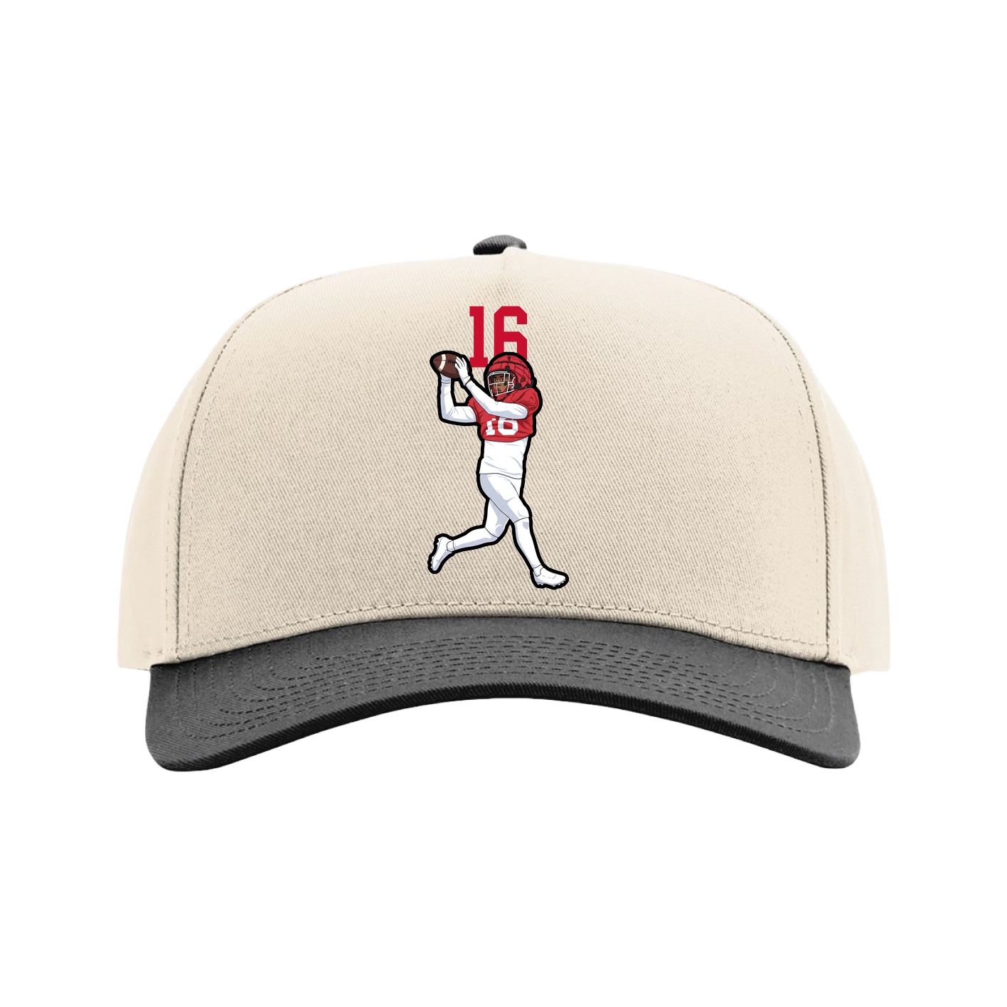 Full Fabric Five-Panel Champ Cap — Number Top in Cream/Black