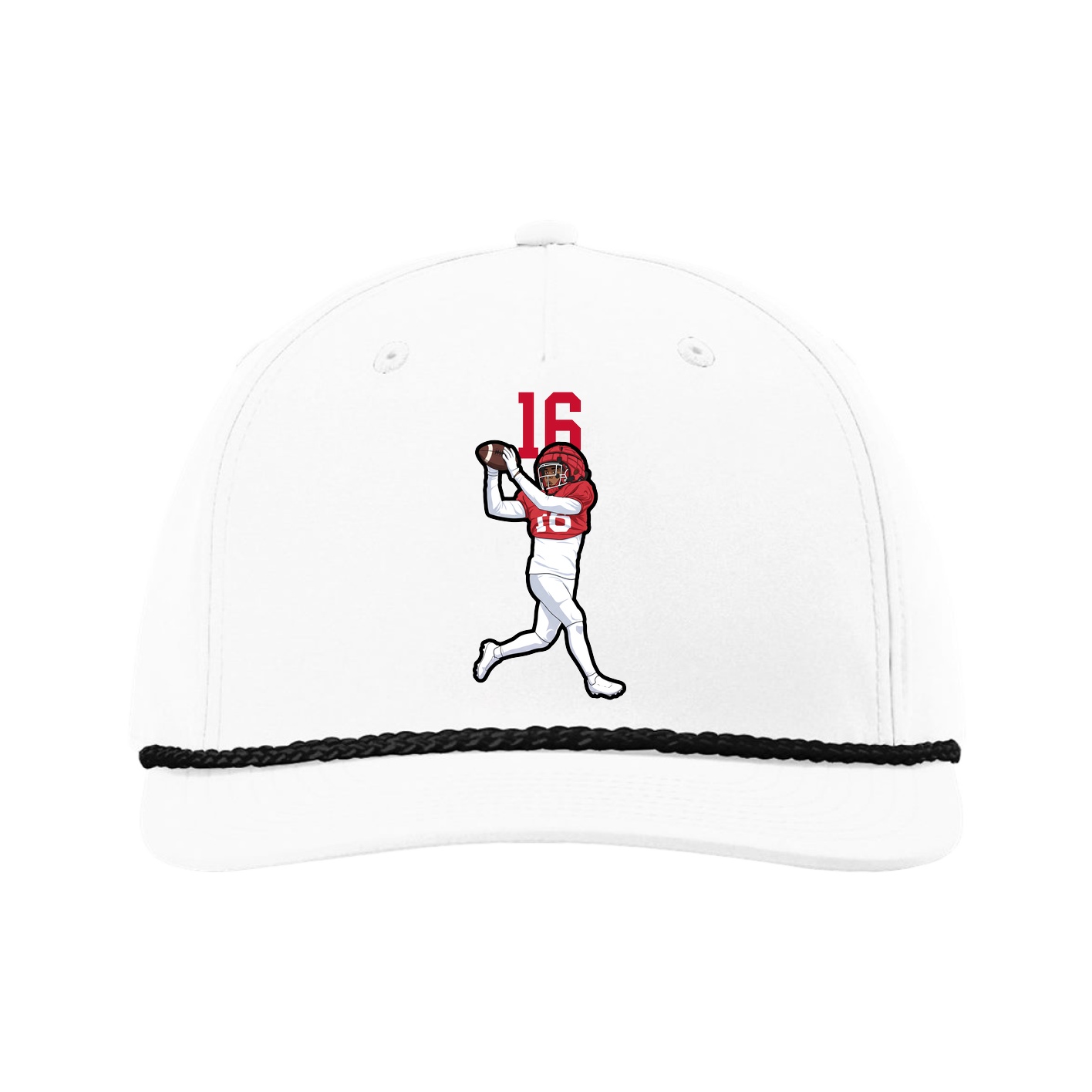 Five-Panel Classic Rope Cap — Number Top in White